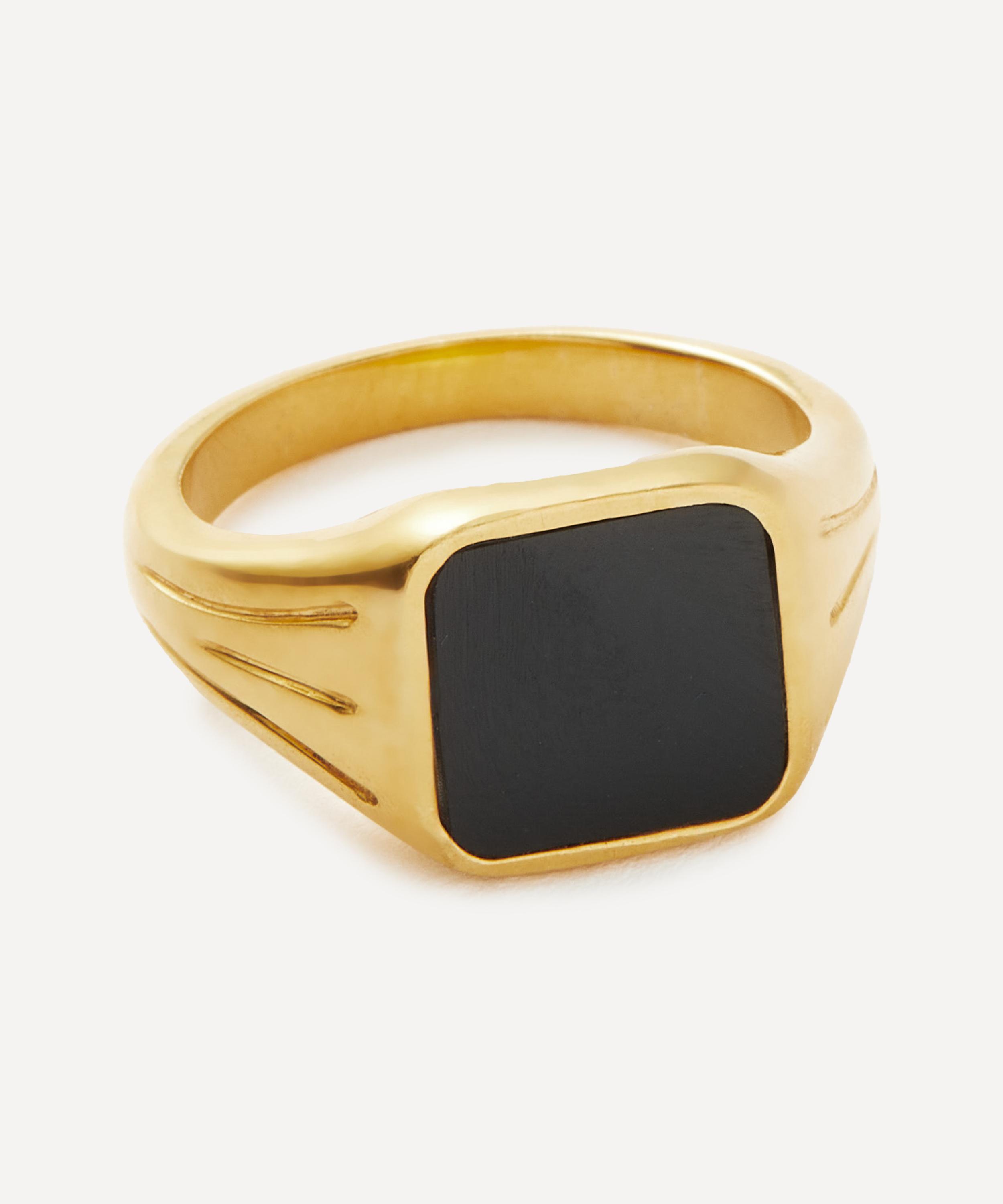 Missoma - X Lucy Williams Gold-Plated Vermeil Silver Black Square Signet Ring image number 2