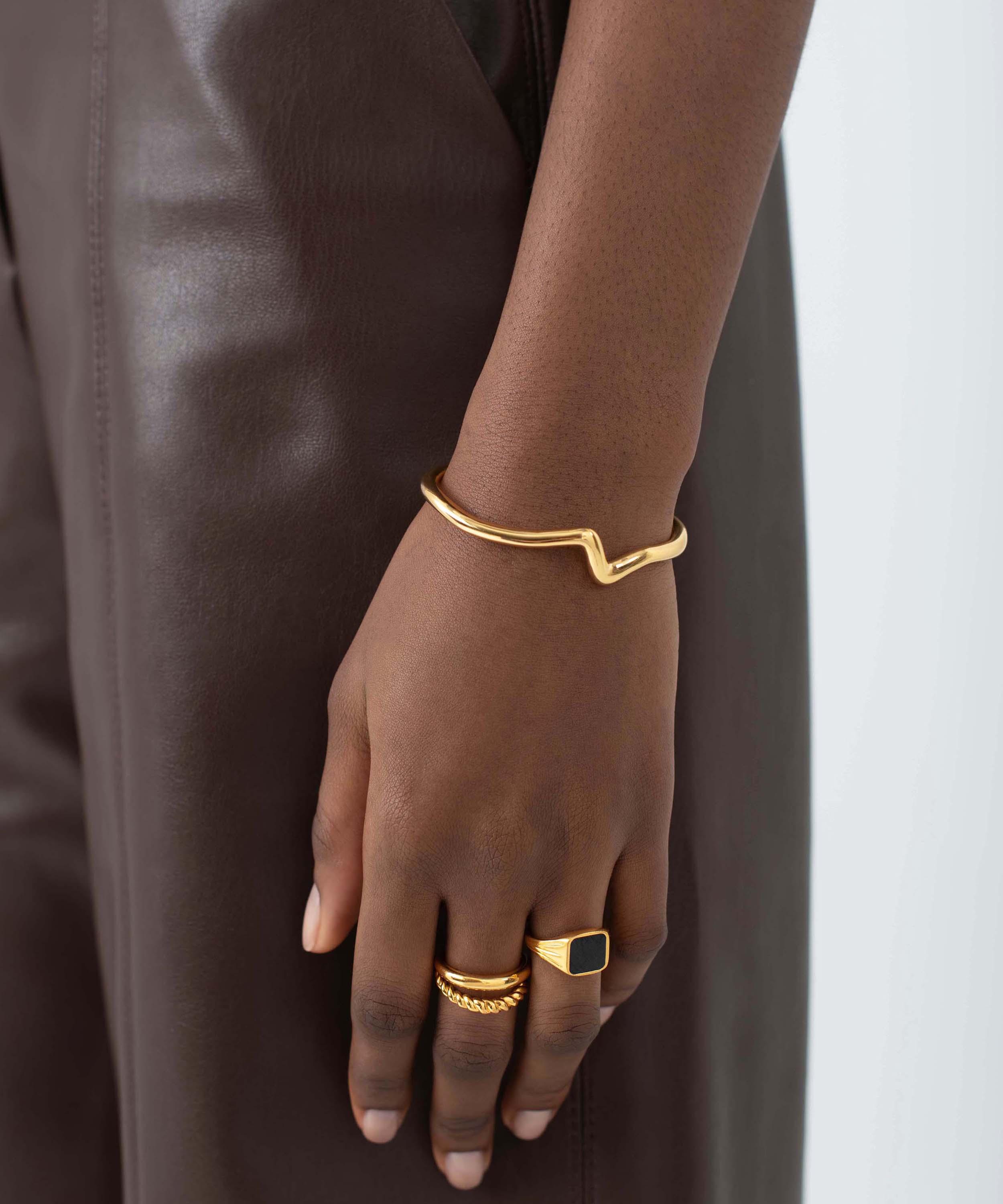 Missoma - 18ct Gold-Plated Molten Wave Cuff Bracelet image number 1