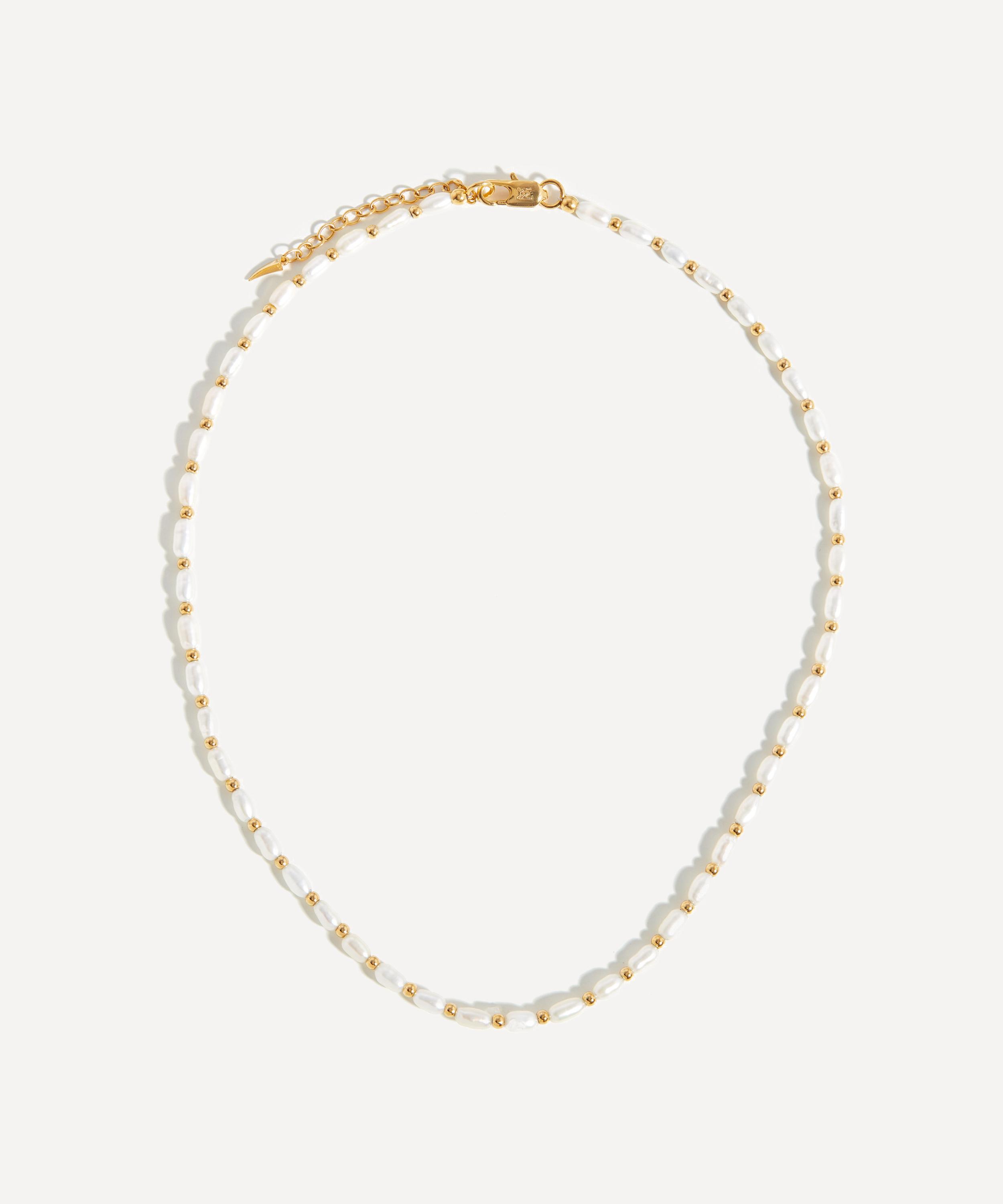 Missoma - 18ct Gold-Plated Seed Pearl Beaded Choker Necklace image number 0