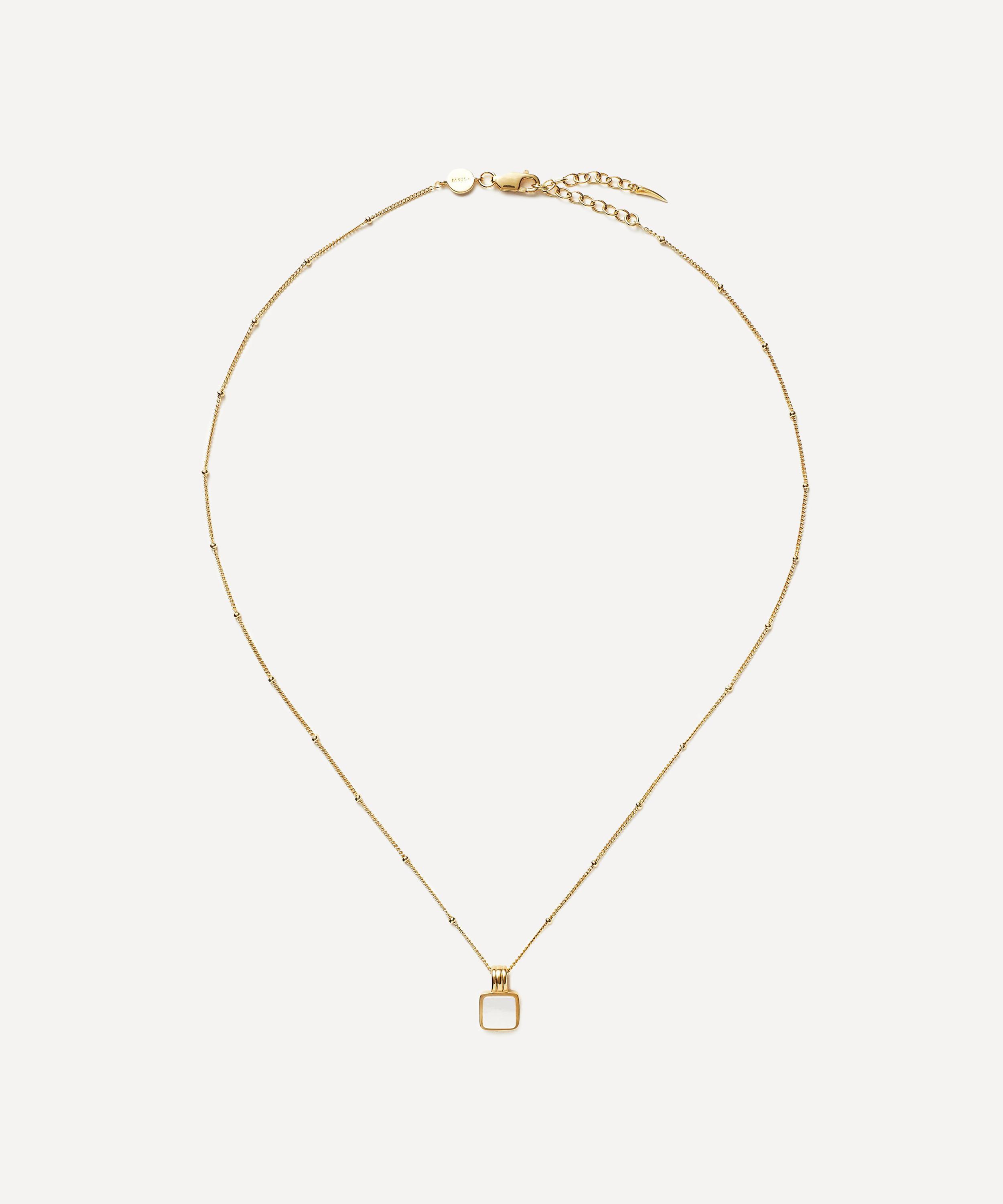 Missoma - X Lucy Williams 18ct Gold-Plated Vermeil Silver Square Mother of Pearl Pendant Necklace image number 1