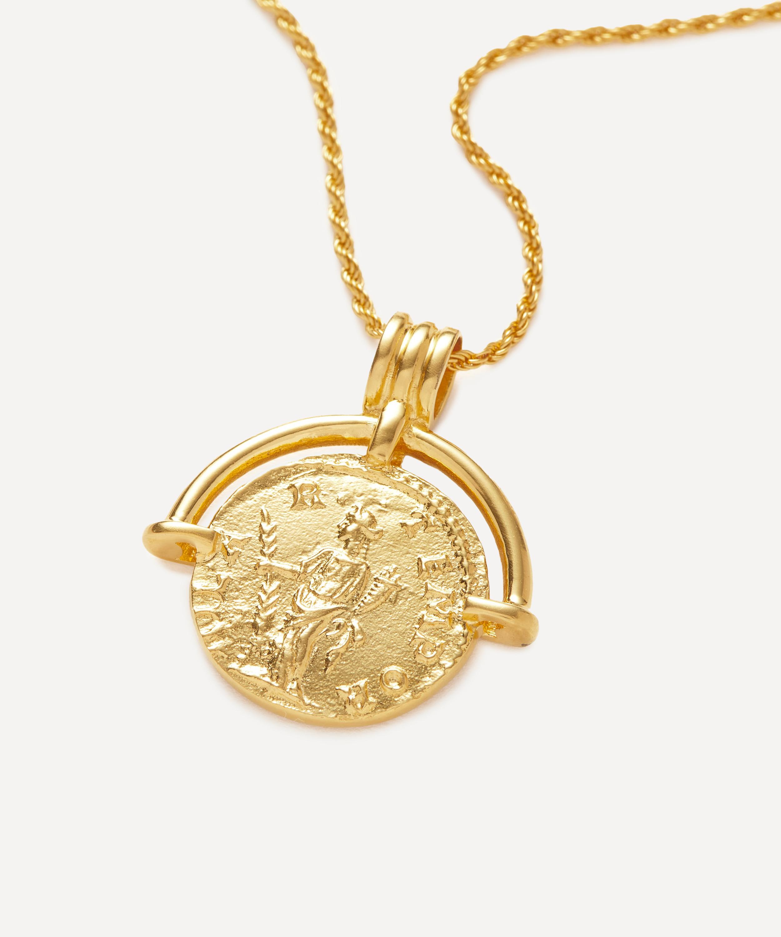 Missoma - X Lucy Williams 18ct Gold-Plated Engravable Roman Arc Coin Pendant Necklace image number 1
