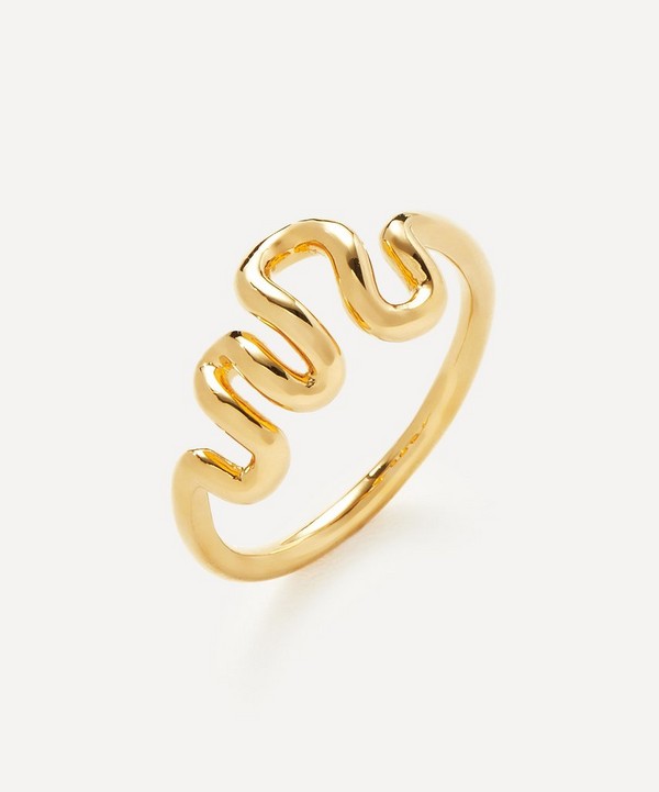 Missoma - 18ct Gold-Plated Vermeil Silver Squiggle Wavy Stacking Ring image number null