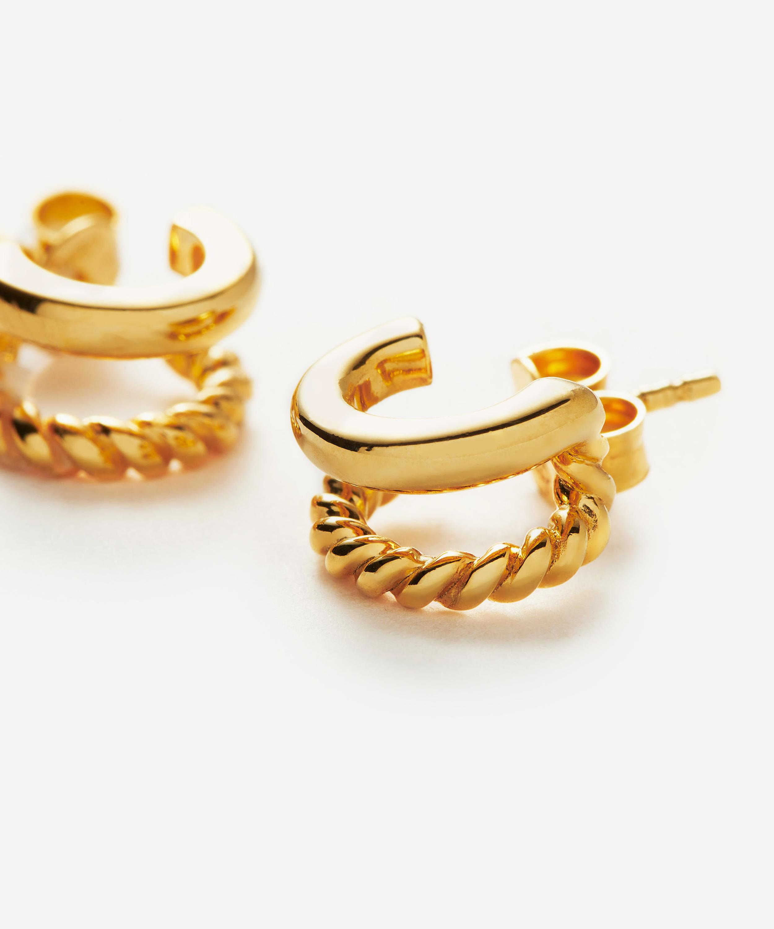 Missoma - 18ct Gold-Plated Vermeil Silver Radial Double Huggie Hoop Earrings image number 2