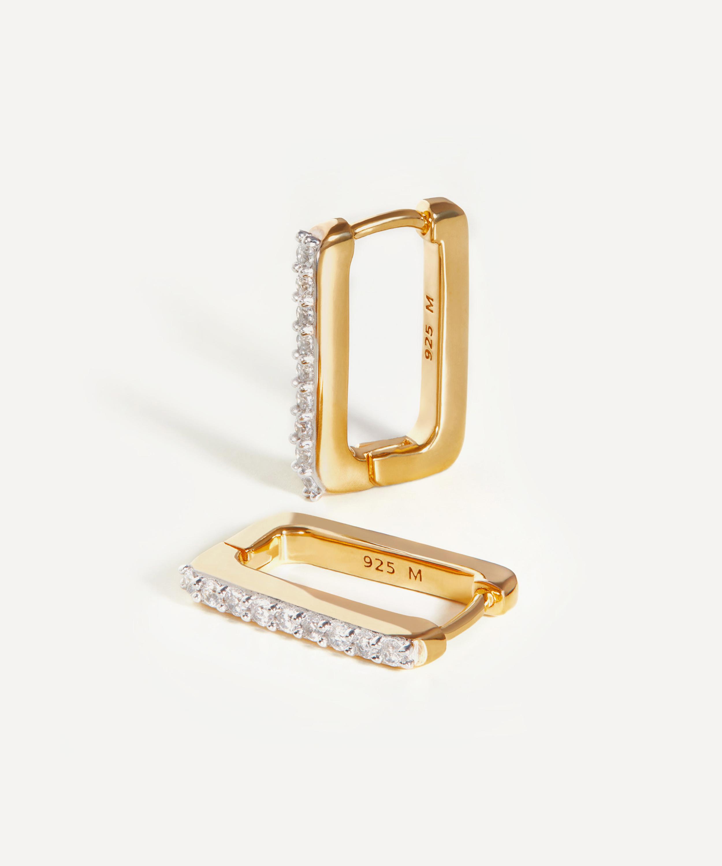 Missoma - 18ct Gold-Plated Vermeil Silver Pavé Ovate Huggie Hoop Earrings image number 0