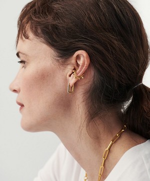 Missoma - 18ct Gold-Plated Vermeil Silver Pavé Ovate Huggie Hoop Earrings image number 3