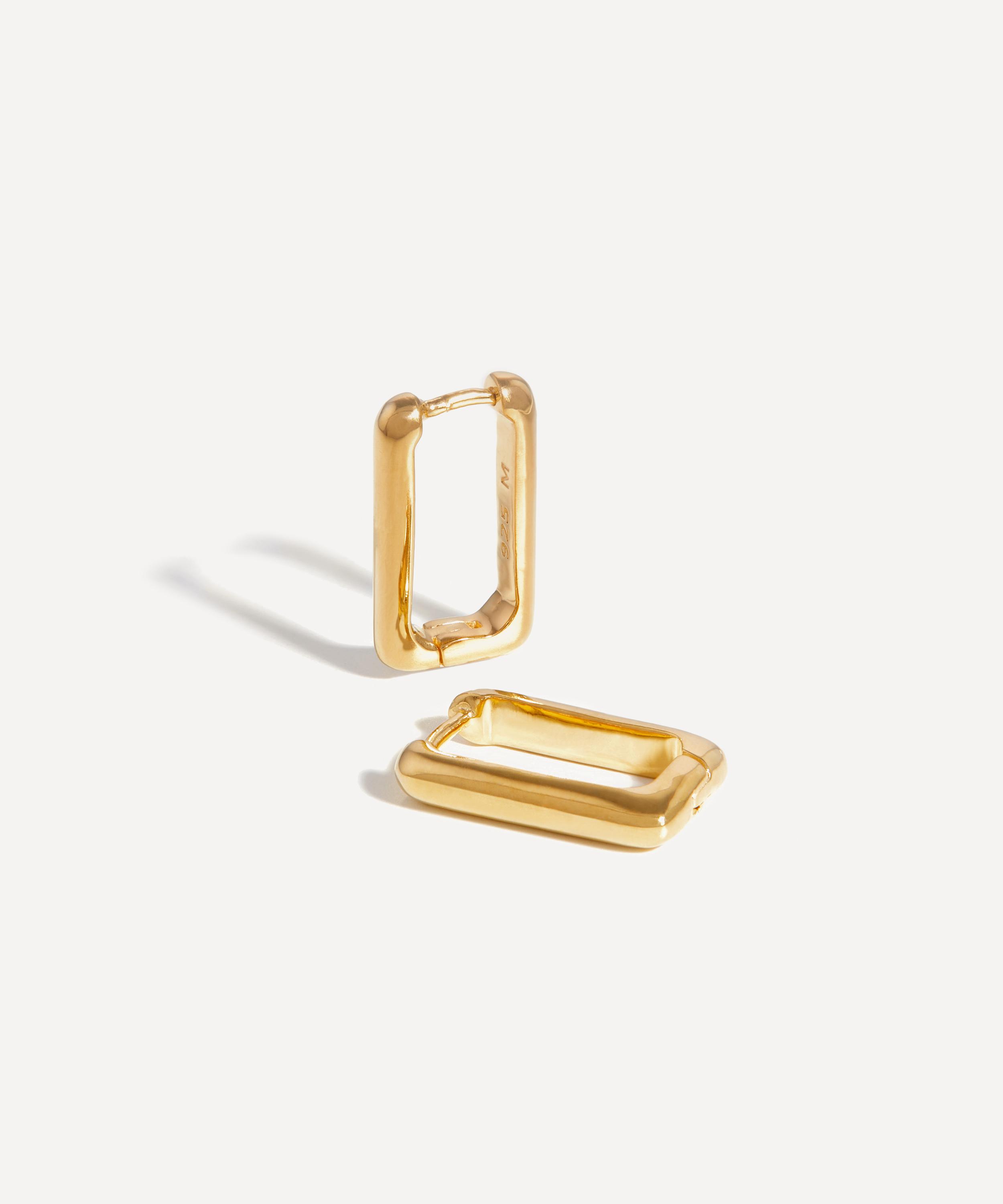 Missoma - 18ct Gold-Plated Vermeil Silver Plain Ovate Huggie Hoop Earrings image number 0
