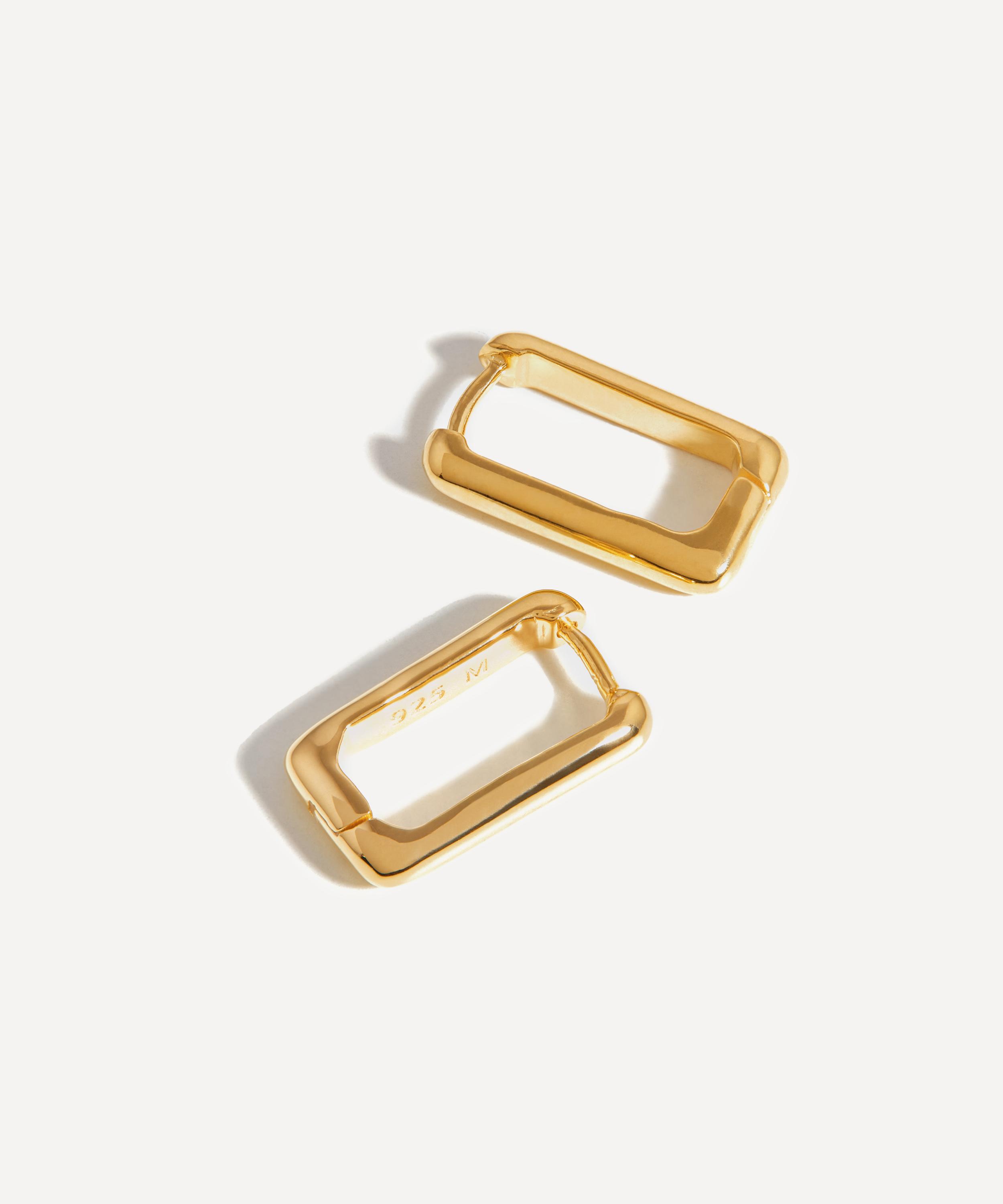 Missoma - 18ct Gold-Plated Vermeil Silver Plain Ovate Huggie Hoop Earrings image number 2