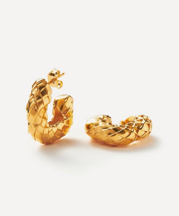 Missoma - 18ct Gold-Plated Medium Serpent Textured Chubby Hoop Earrings image number null