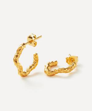18ct Gold-Plated Vermeil Silver Serpent Squiggle Mini Hoop Earrings