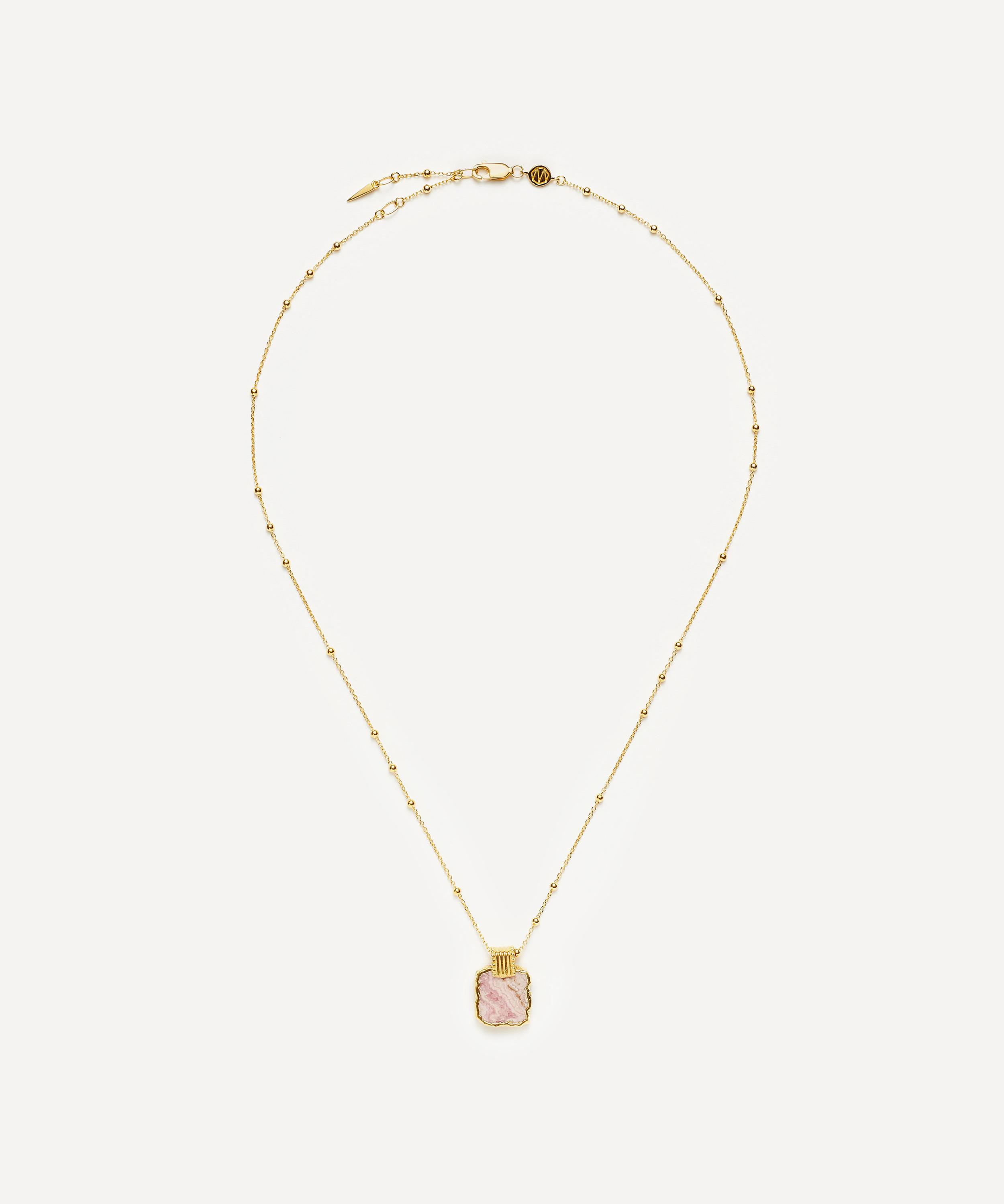 Missoma 18ct Gold-Plated Vermeil Silver Lena Rhodochrosite Pendant ...