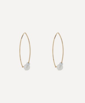 Mizuki - 14ct Gold Double Pearl Open Marquise Hoop Earrings image number 0