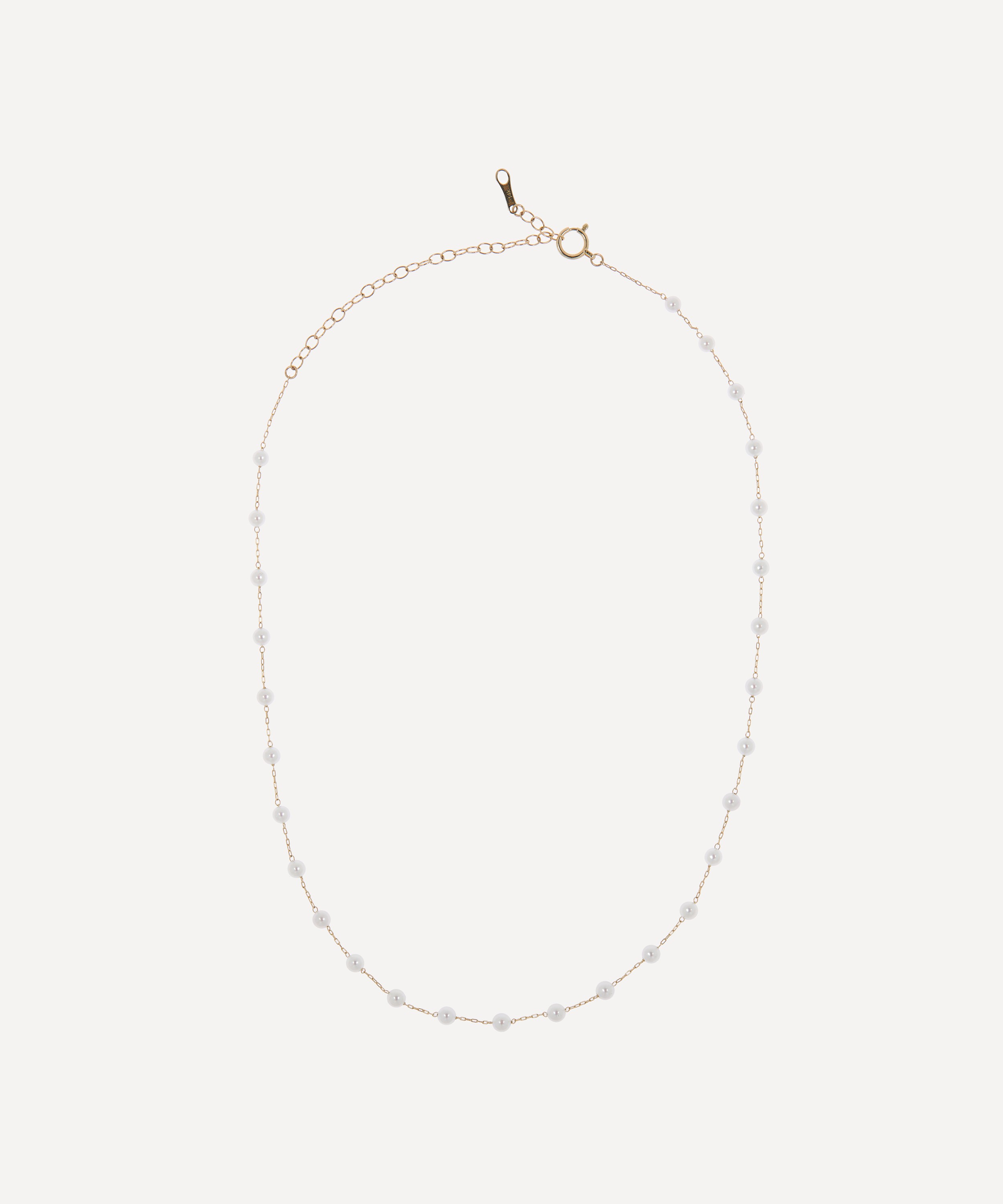 Mizuki - 14ct Gold Floating Pearl Chain Necklace