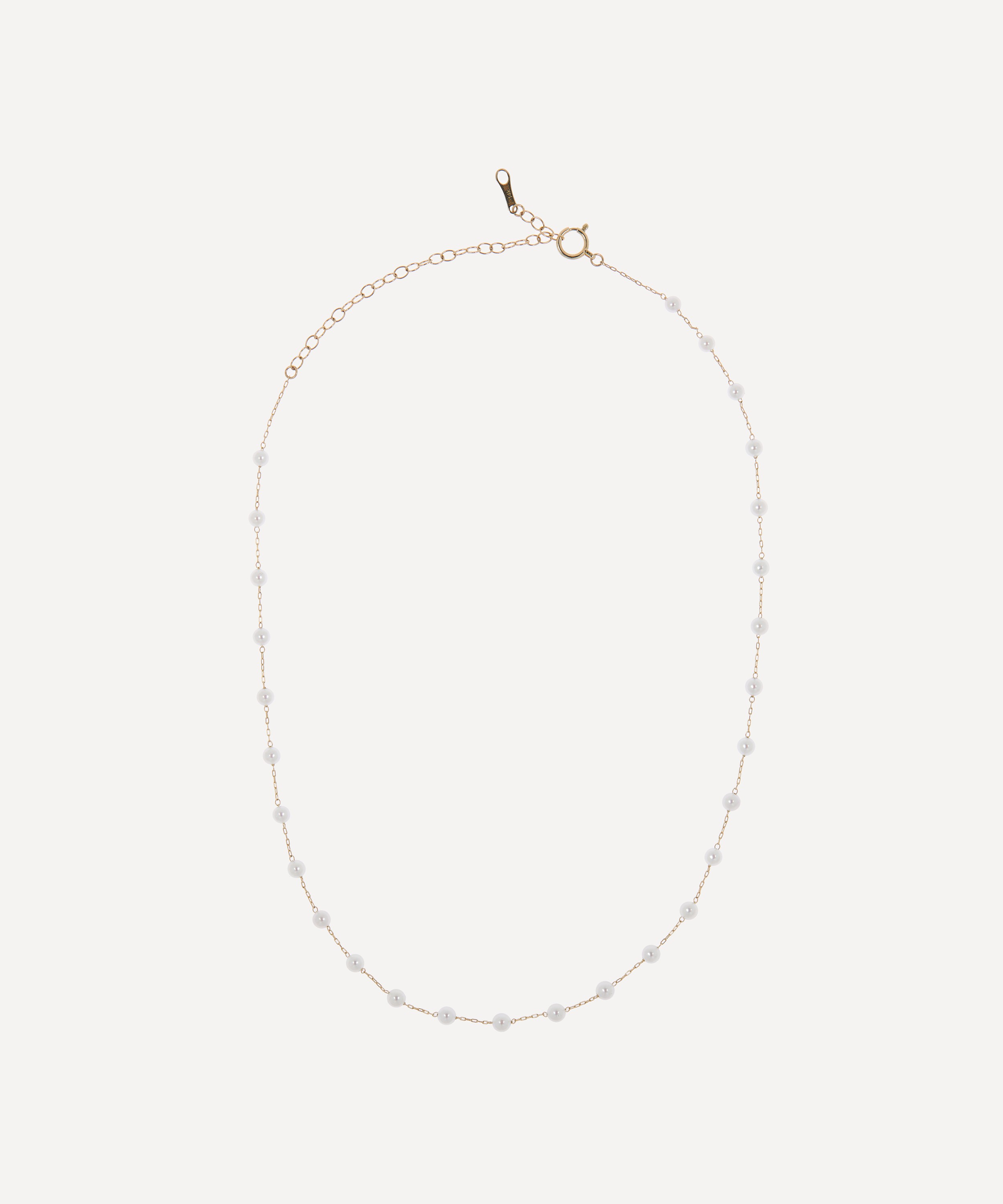 Mizuki - 14ct Gold Floating Pearl Chain Necklace image number 0