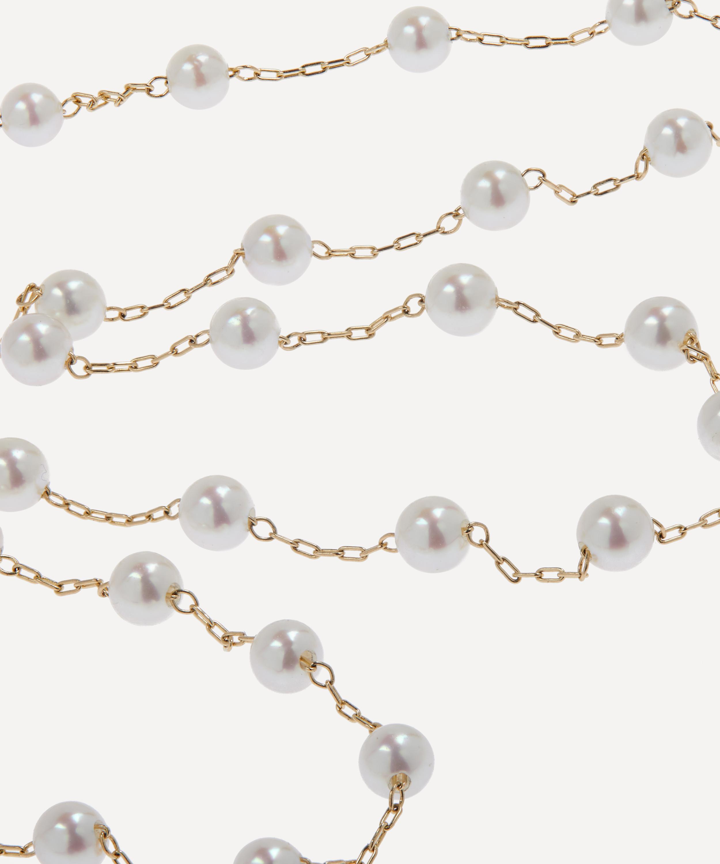 Mizuki - 14ct Gold Floating Pearl Chain Necklace image number 1