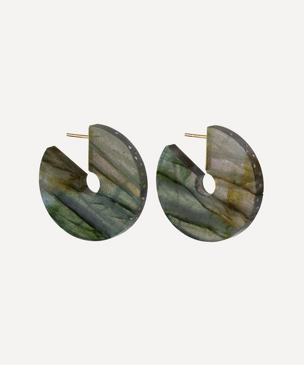 Jacqueline Cullen - 18ct Gold Celestial Labradorite Hoop Earrings image number null