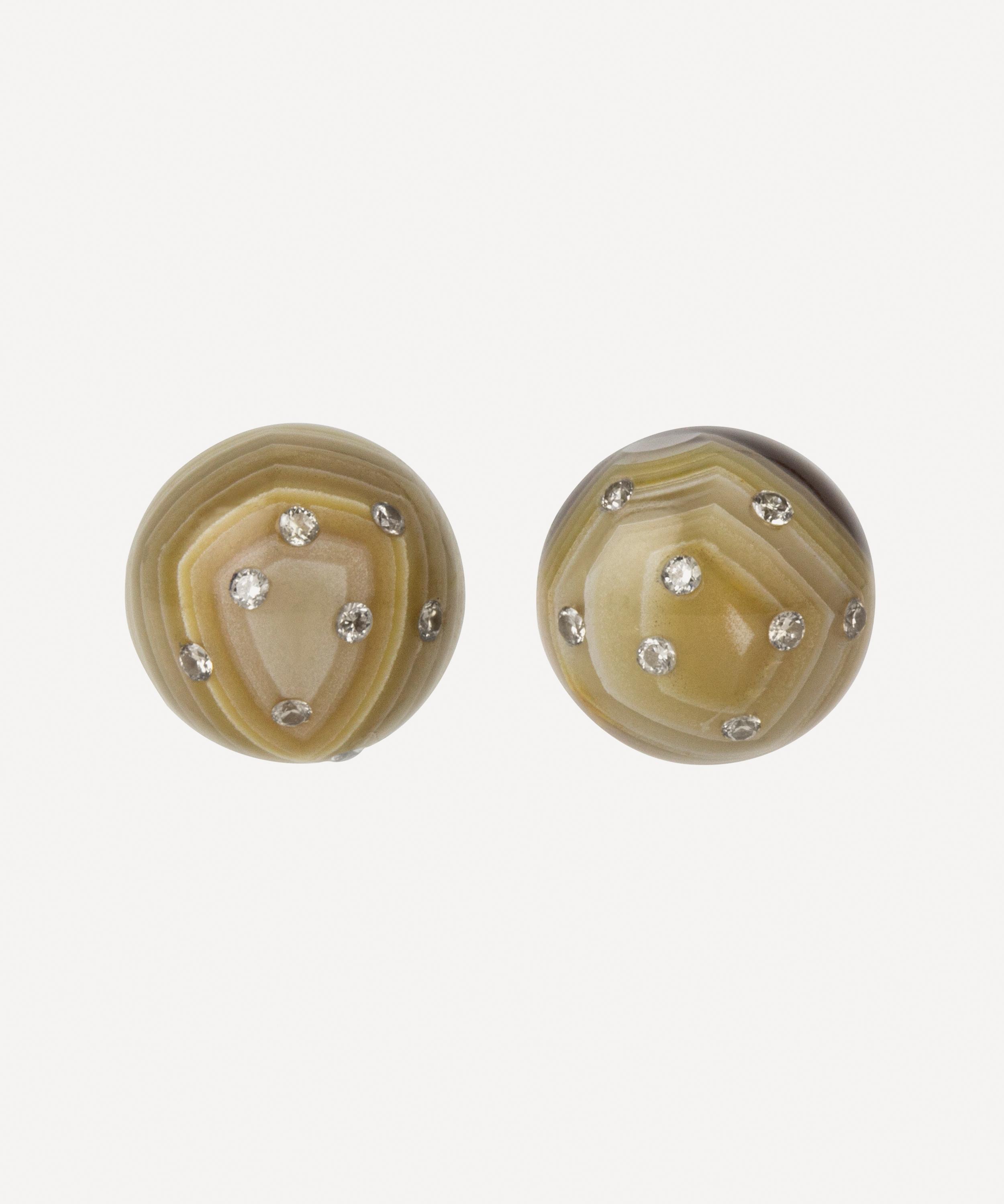 Jacqueline Cullen - 18ct Gold Celestial Crazy Lace Agate Sphere Stud Earrings image number 0