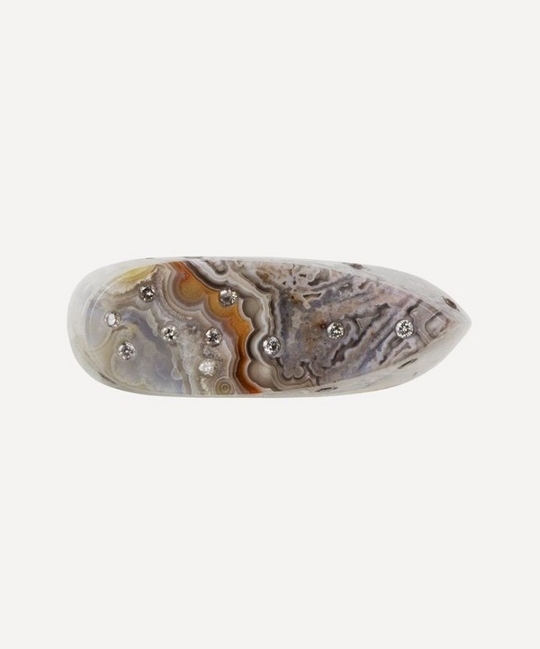 Jacqueline Cullen - Celestial Crazy Lace Agate Narrow Signet Ring image number null