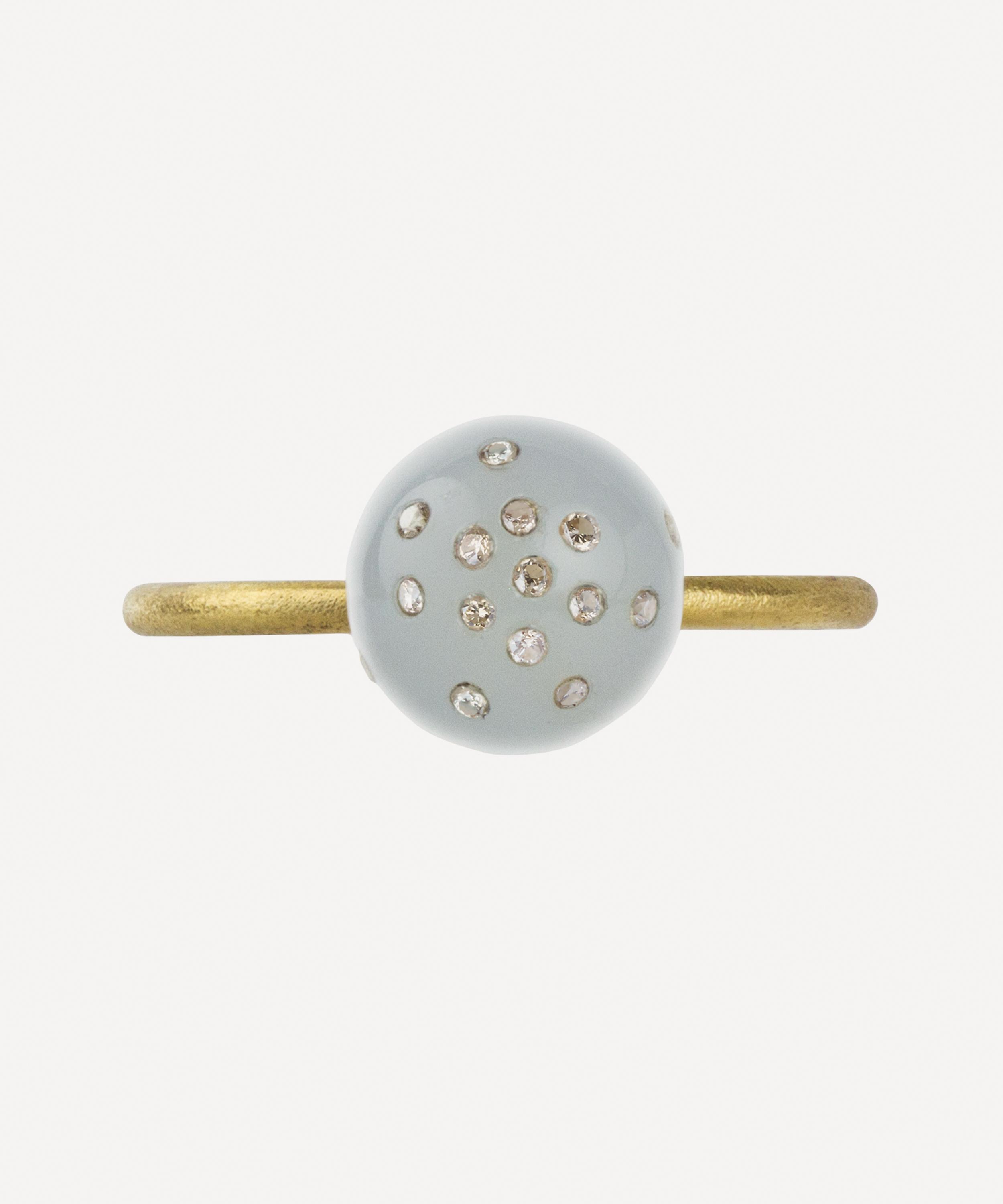 Jacqueline Cullen - 18ct Gold Galactica Small Grey Agate Sphere Ring image number 0