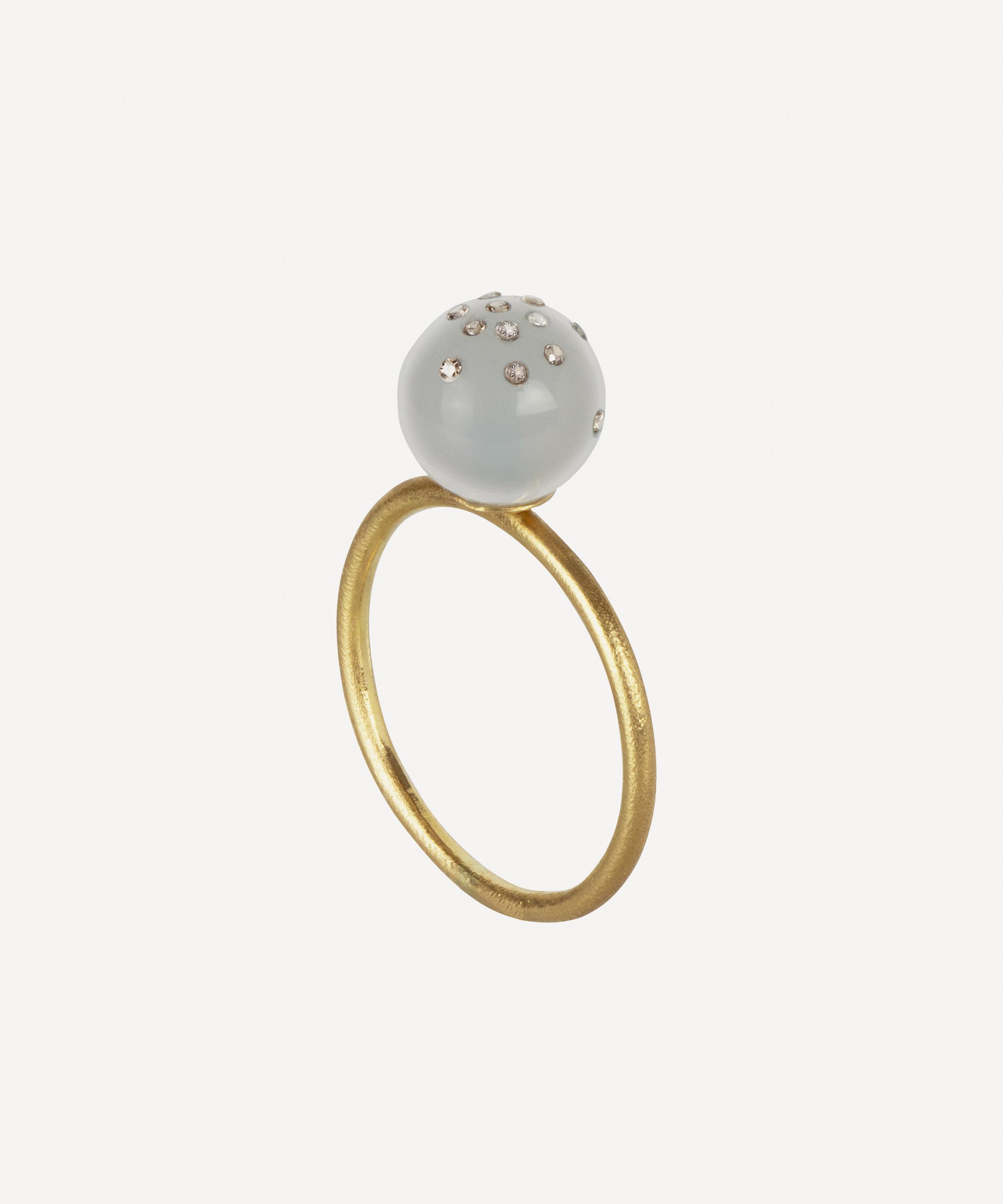 Jacqueline Cullen - 18ct Gold Galactica Small Grey Agate Sphere Ring image number 1