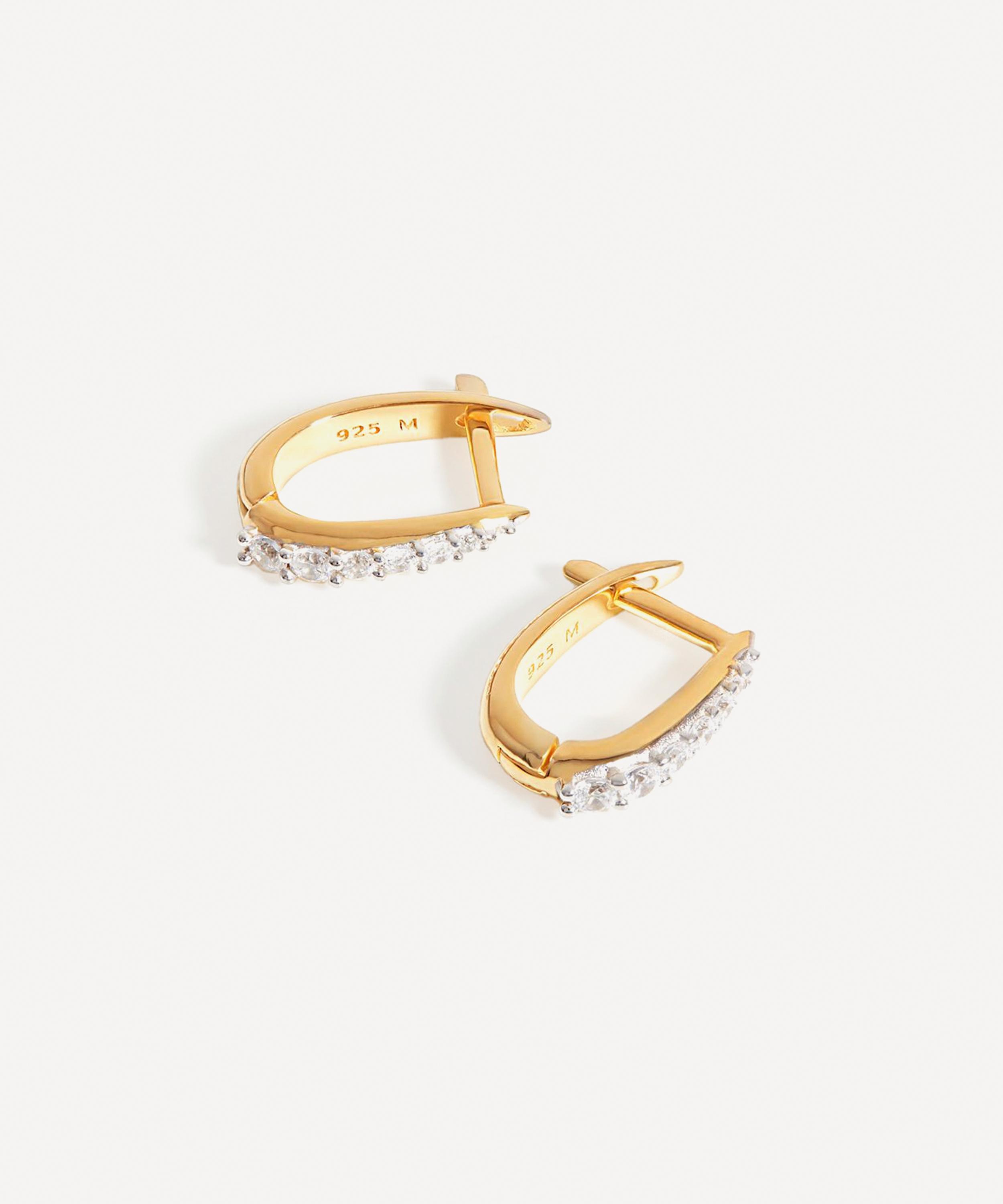 Missoma - 18ct Gold-Plated Vermeil Silver Pavé Claw Huggie Hoop Earrings image number 0