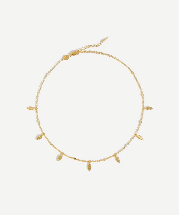 Missoma - 18ct Gold-Plated Vermeil Silver Leaf Charm Choker Necklace image number null
