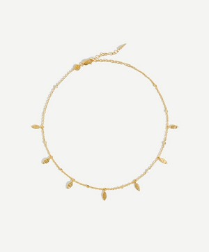 Missoma - 18ct Gold-Plated Vermeil Silver Leaf Charm Choker Necklace image number 0
