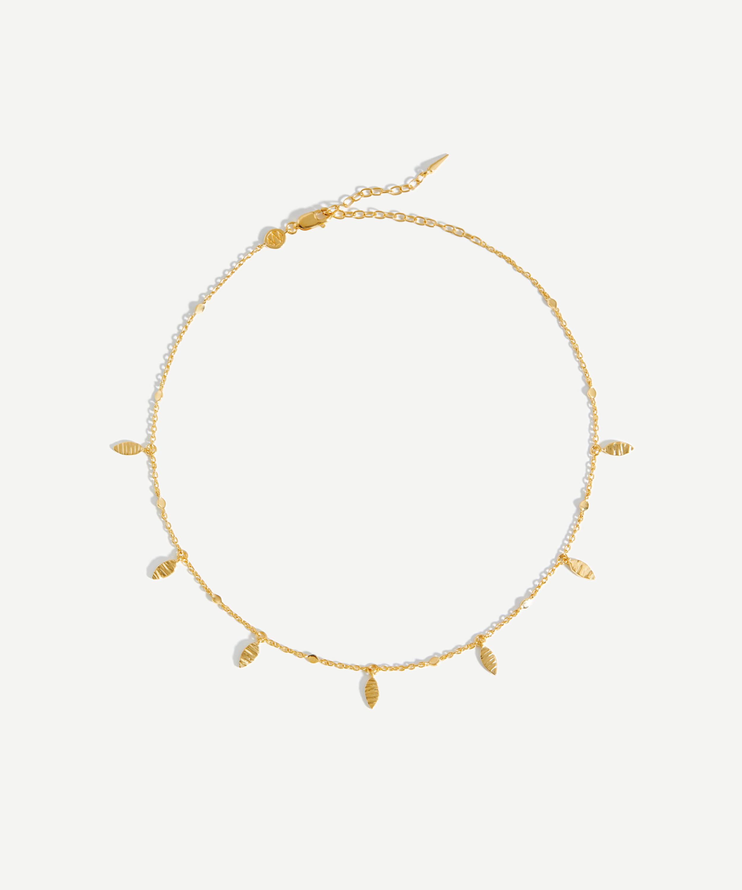 Missoma - 18ct Gold-Plated Vermeil Silver Leaf Charm Choker Necklace image number 0