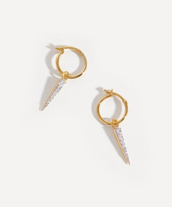 Missoma - 18ct Gold-Plated Vermeil Silver Mini Pavé Spike Charm Hoop Earrings image number null
