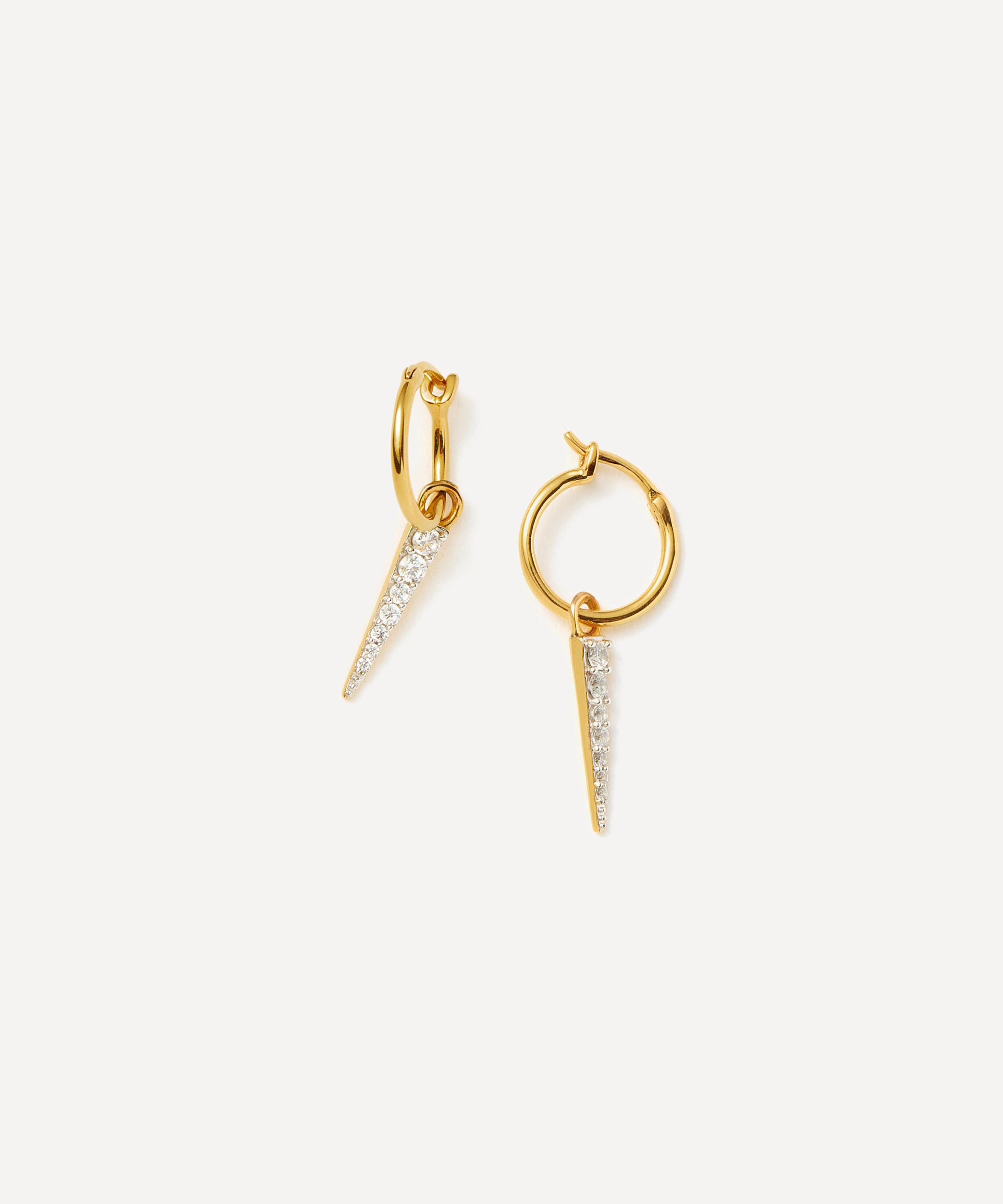 Missoma - 18ct Gold-Plated Vermeil Silver Mini Pavé Spike Charm Hoop Earrings image number 0