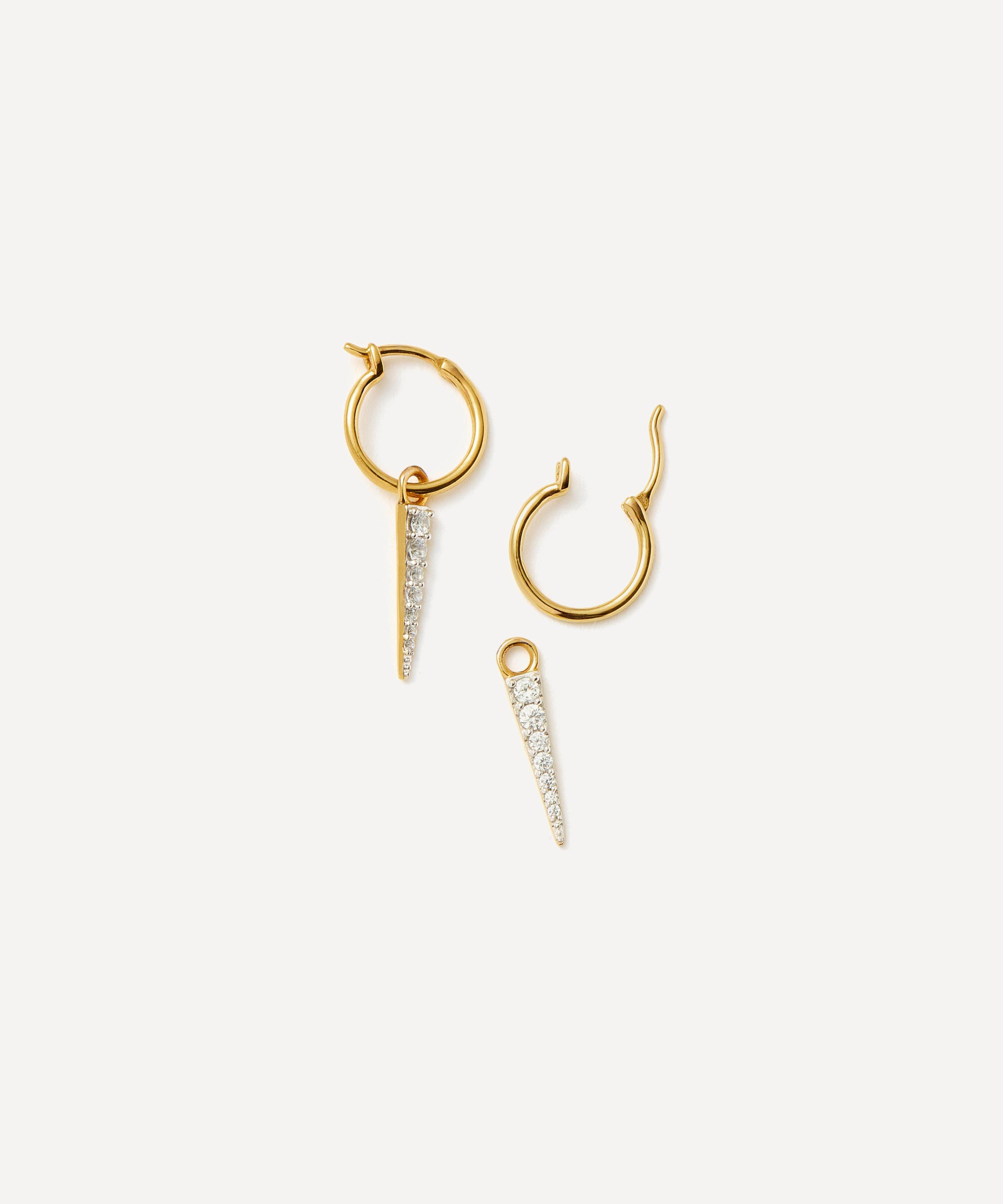 Missoma - 18ct Gold-Plated Vermeil Silver Mini Pavé Spike Charm Hoop Earrings image number 1