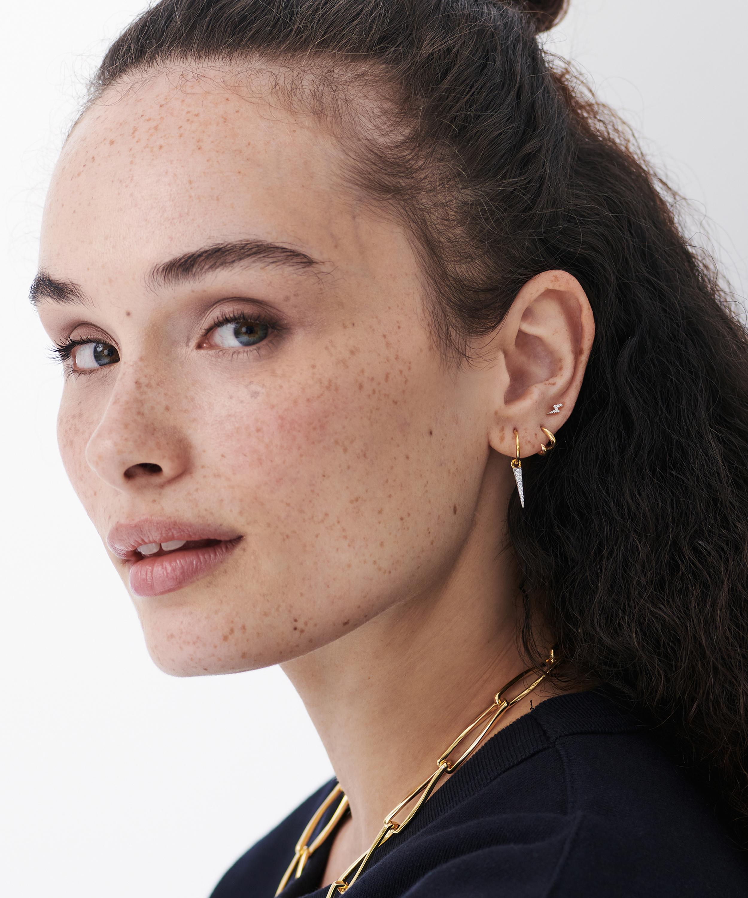 Missoma - 18ct Gold-Plated Vermeil Silver Mini Pavé Spike Charm Hoop Earrings image number 3