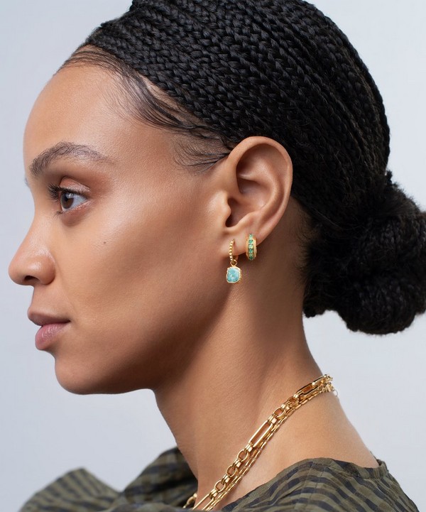 Organic Spine Hoop Medium Earrings in 18ct Gold Vermeil
