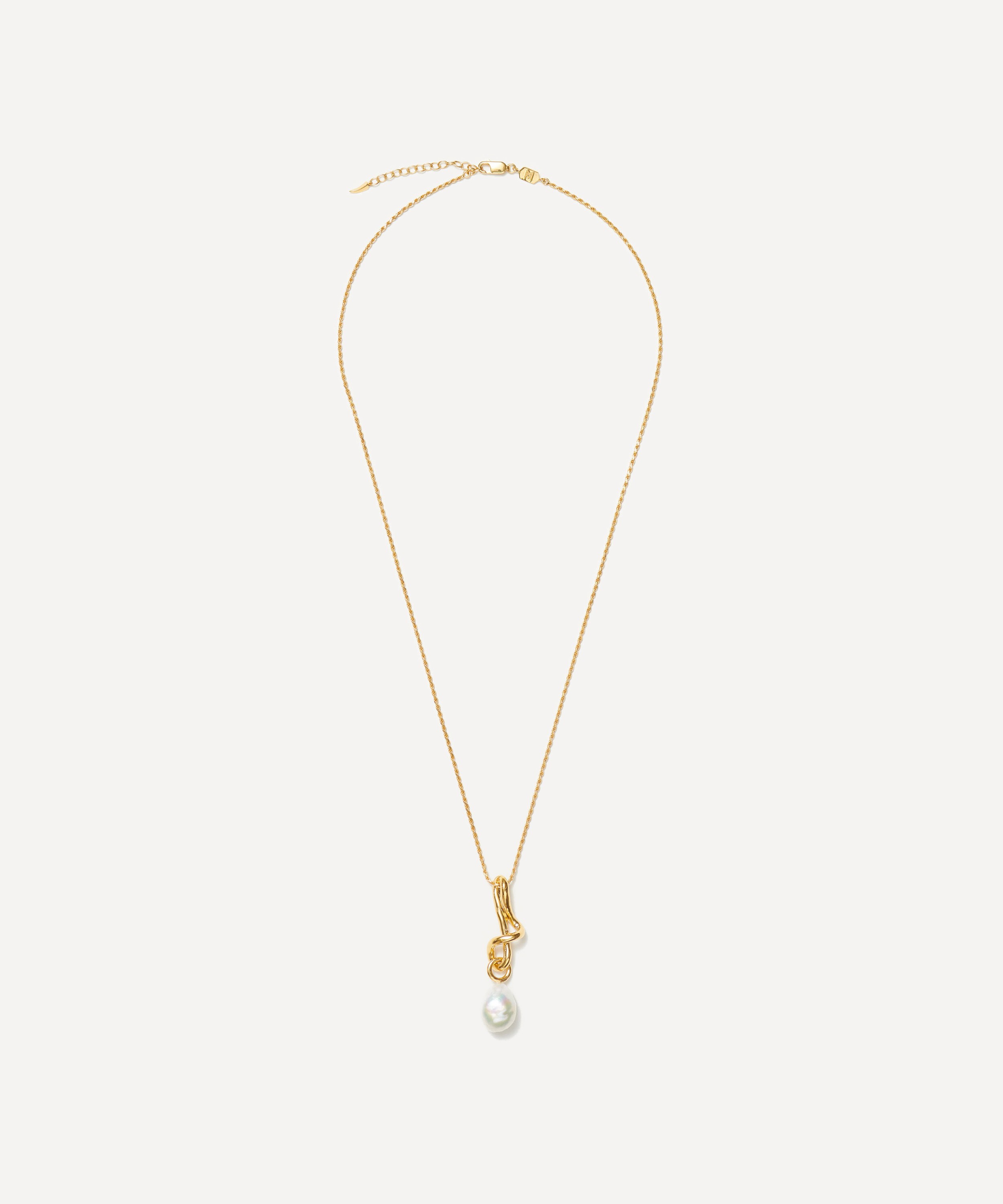 Missoma - 18ct Gold-Plated Molten Baroque Pearl Drop Pendant Necklace