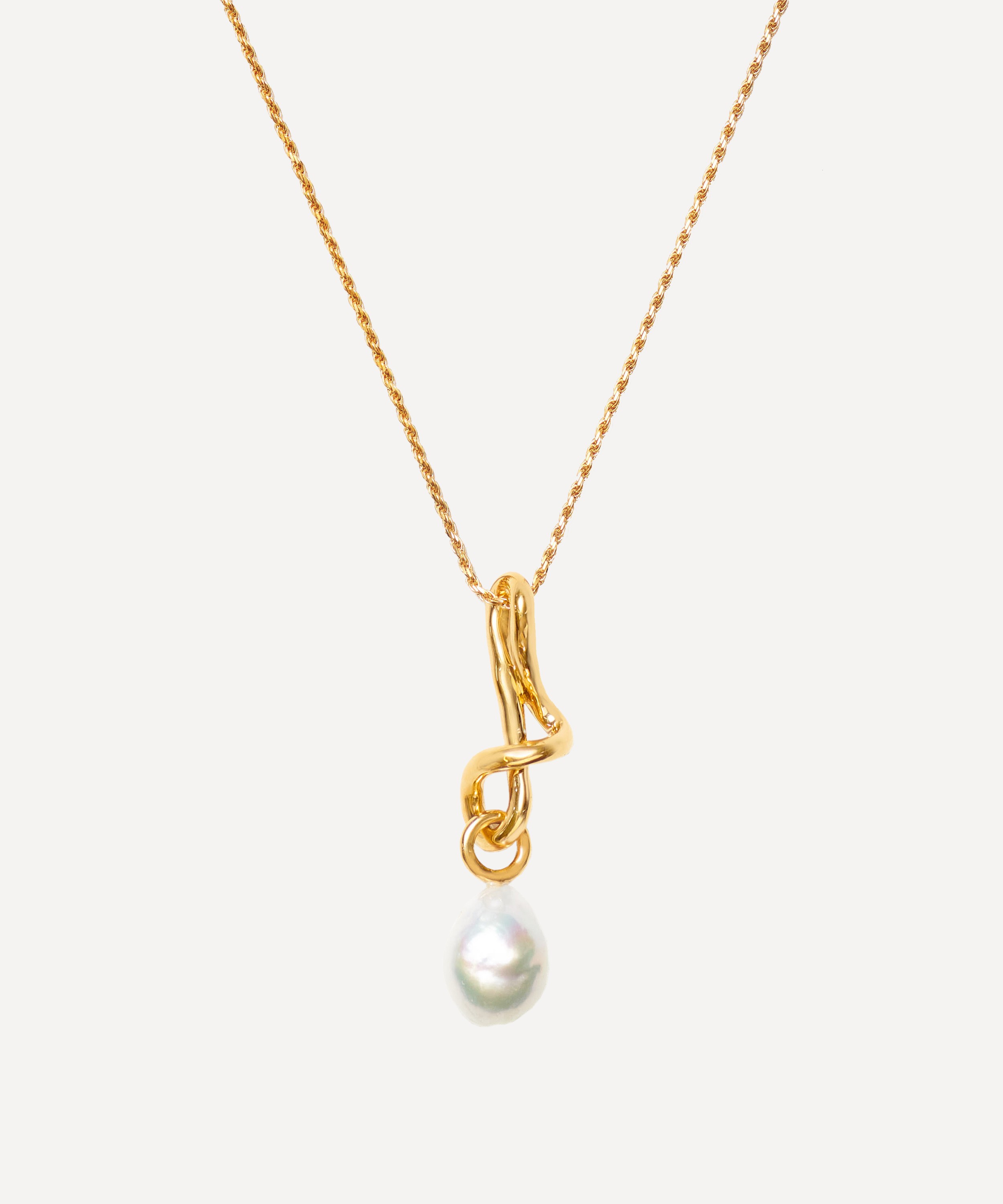Missoma - 18ct Gold-Plated Molten Baroque Pearl Drop Pendant Necklace image number 1
