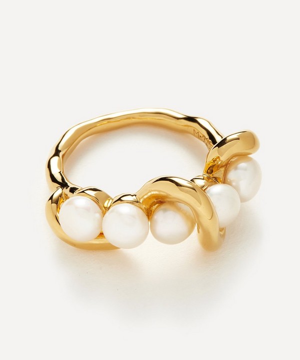 Missoma - 18ct Gold-Plated Vermeil Silver Molten Pearl Twisted Ring image number null