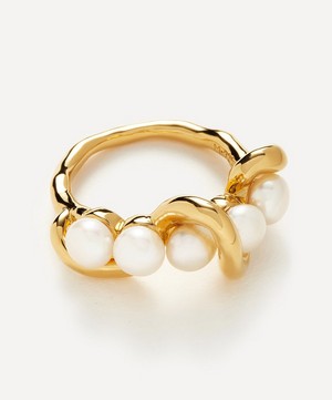 Missoma - 18ct Gold-Plated Vermeil Silver Molten Pearl Twisted Ring image number 0