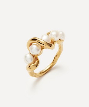 Missoma - 18ct Gold-Plated Vermeil Silver Molten Pearl Twisted Ring image number 1