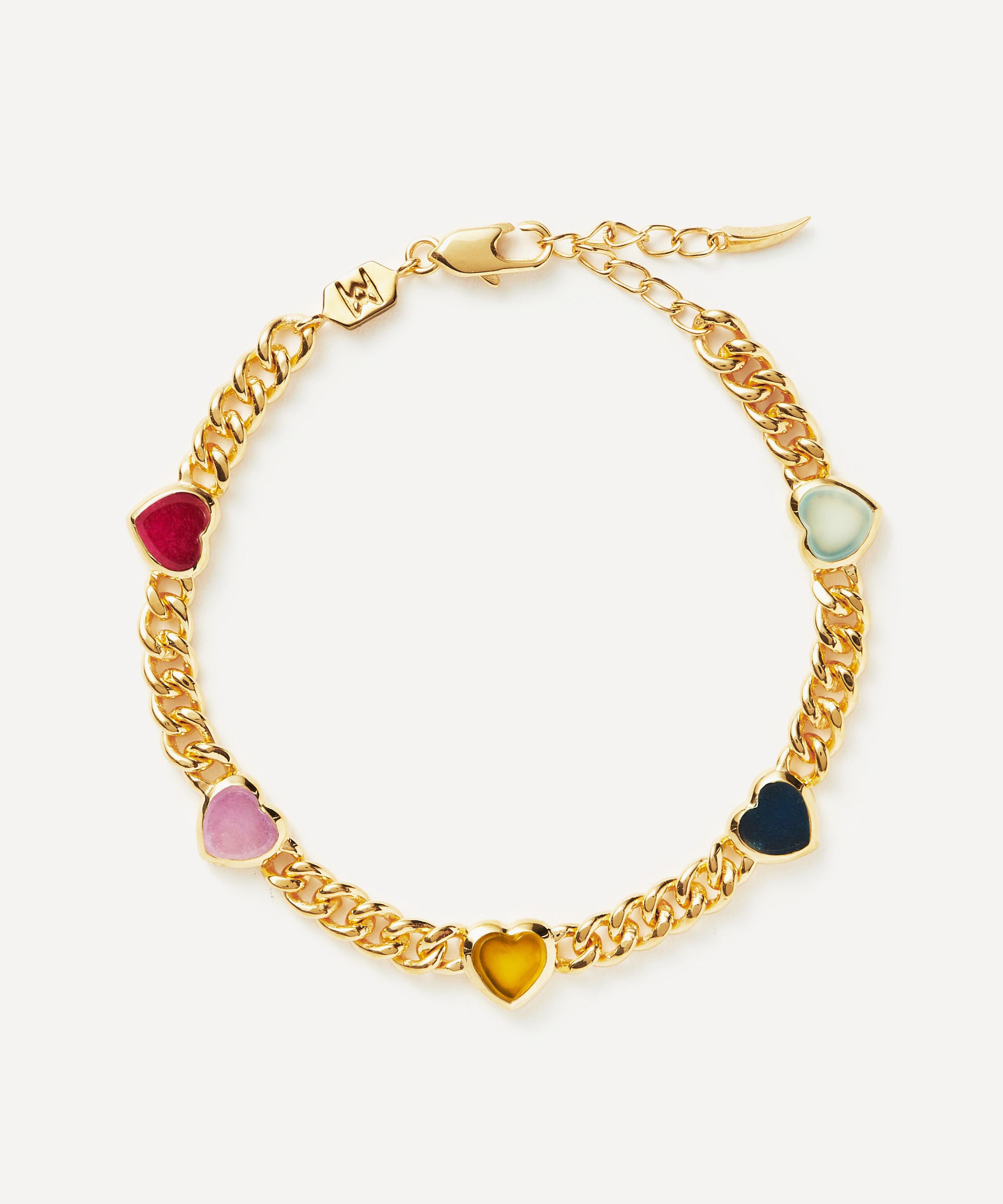 Missoma - 18ct Gold-Plated Jelly Heart Gemstone Charm Bracelet image number 0