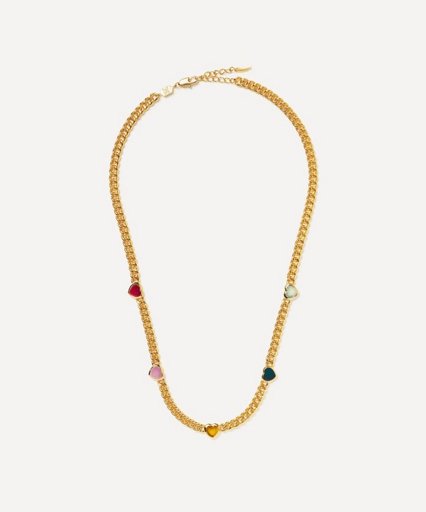 Missoma - 18ct Gold-Plated Jelly Heart Gemstone Charm Necklace image number null