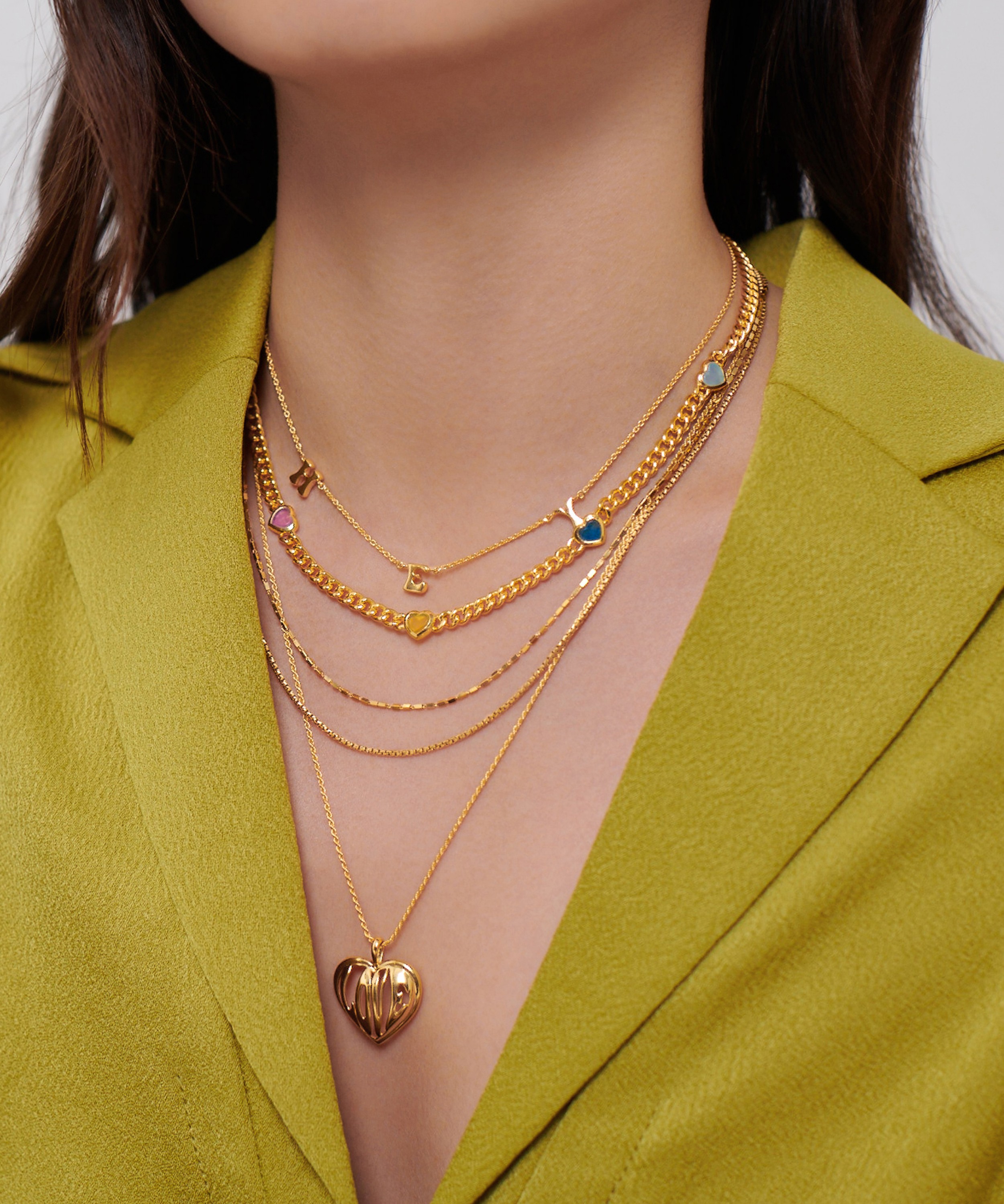 Missoma Jelly Heart Gemstone Charm Necklace | 18ct Gold Plated/Multi Quartz