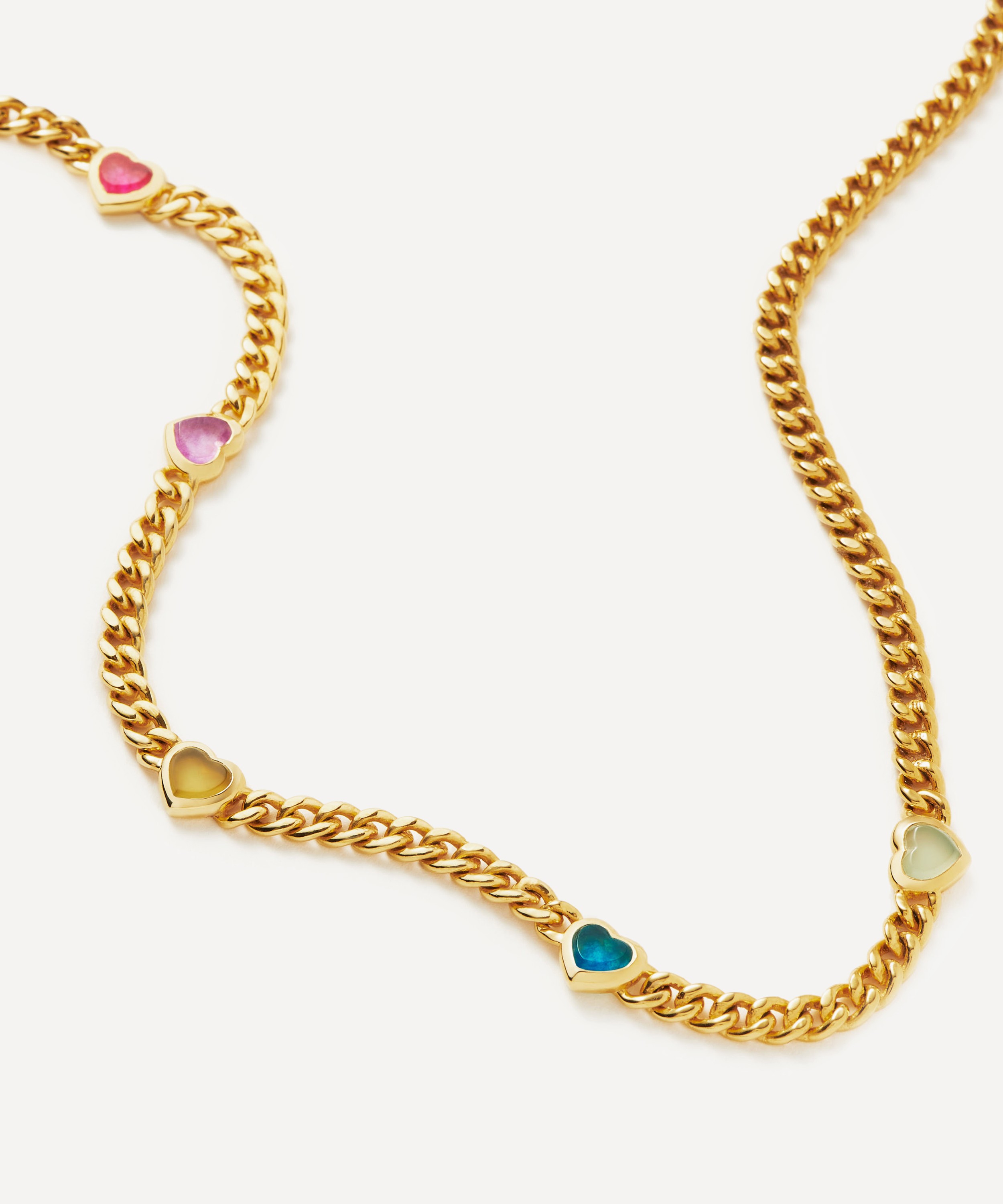 Jelly Heart Gemstone Charm Necklace | 18ct Gold Plated/Multi Quartz