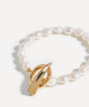 Missoma - 18ct Gold-Plated Vermeil Silver Baroque Pearl Claw T-Bar Bracelet image number 2