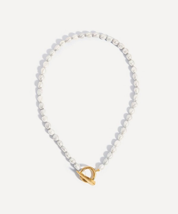 Missoma - 18ct Gold-Plated Vermeil Silver Baroque Pearl Claw T-Bar Necklace image number null