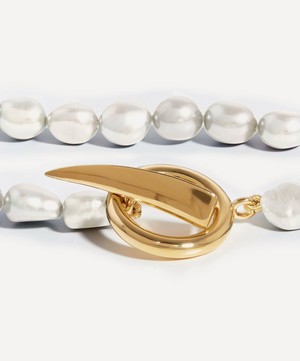 Missoma - 18ct Gold-Plated Vermeil Silver Baroque Pearl Claw T-Bar Necklace image number 2