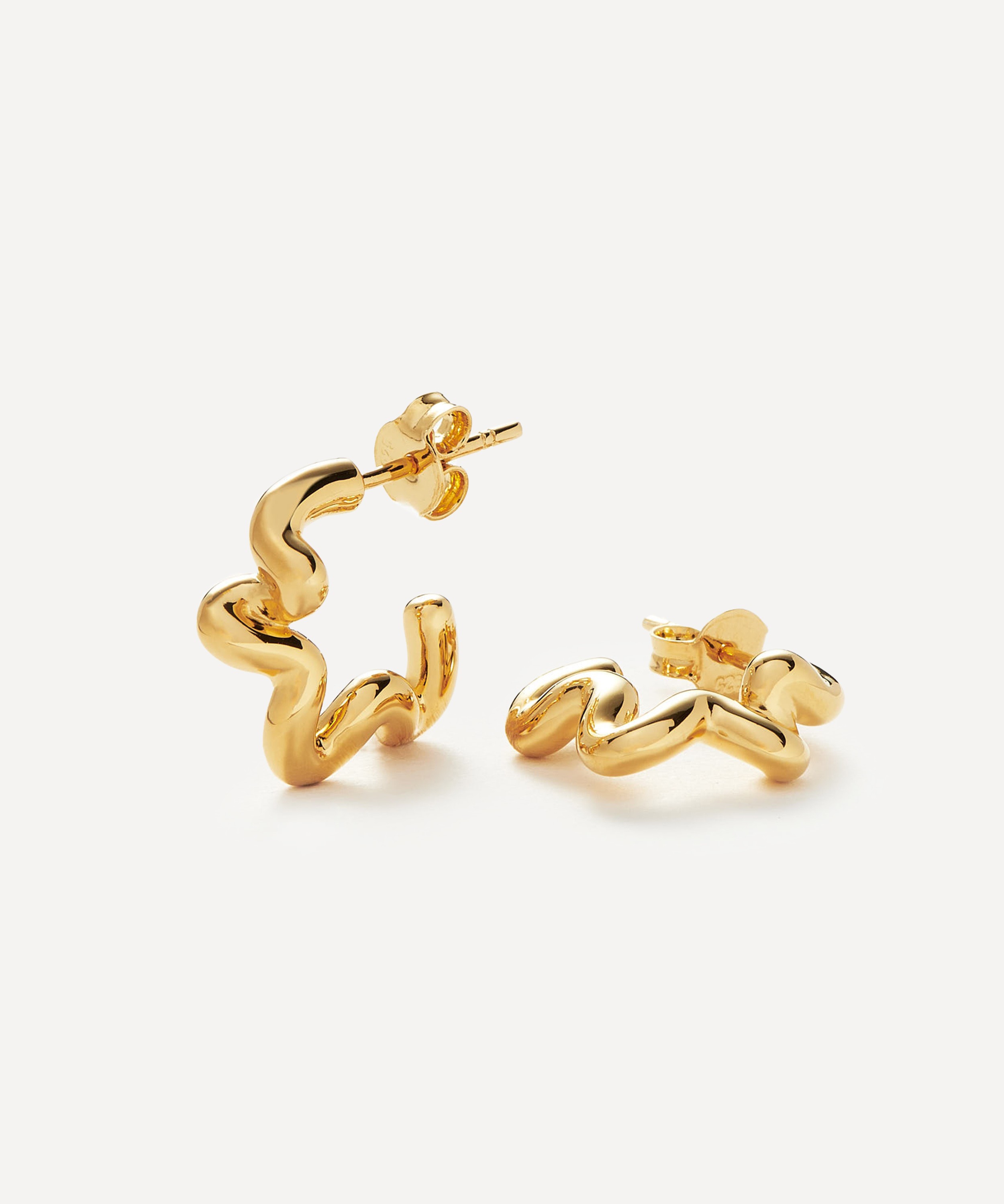 Squiggle Post Earrings, Small Gold Squiggle Stud Earrings