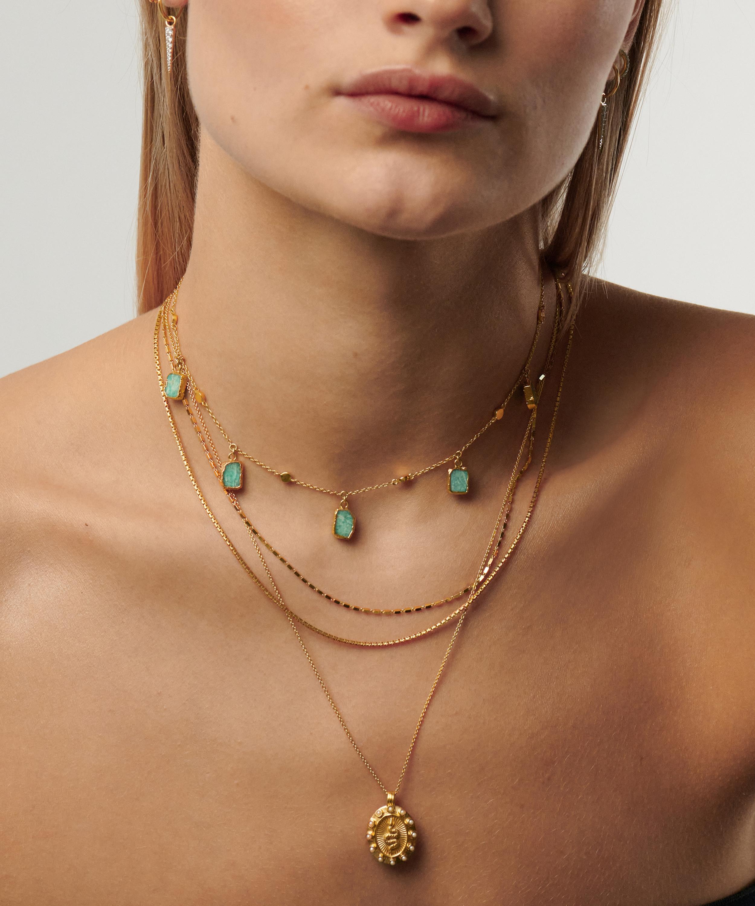 Missoma - 18ct Gold-Plated Vermeil Silver Amazonite Lena Charm Choker Necklace image number 1