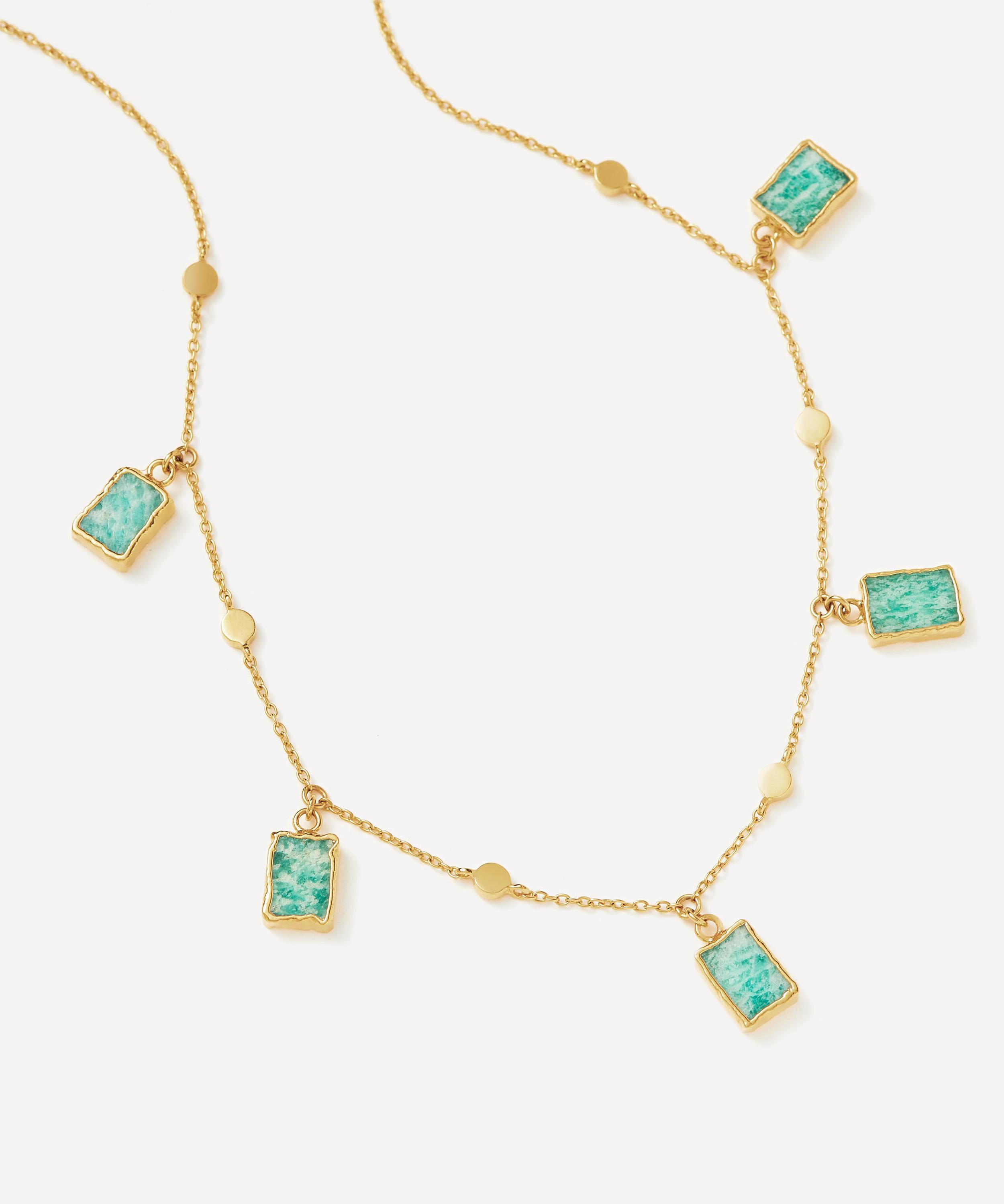 Missoma - 18ct Gold-Plated Vermeil Silver Amazonite Lena Charm Choker Necklace image number 3