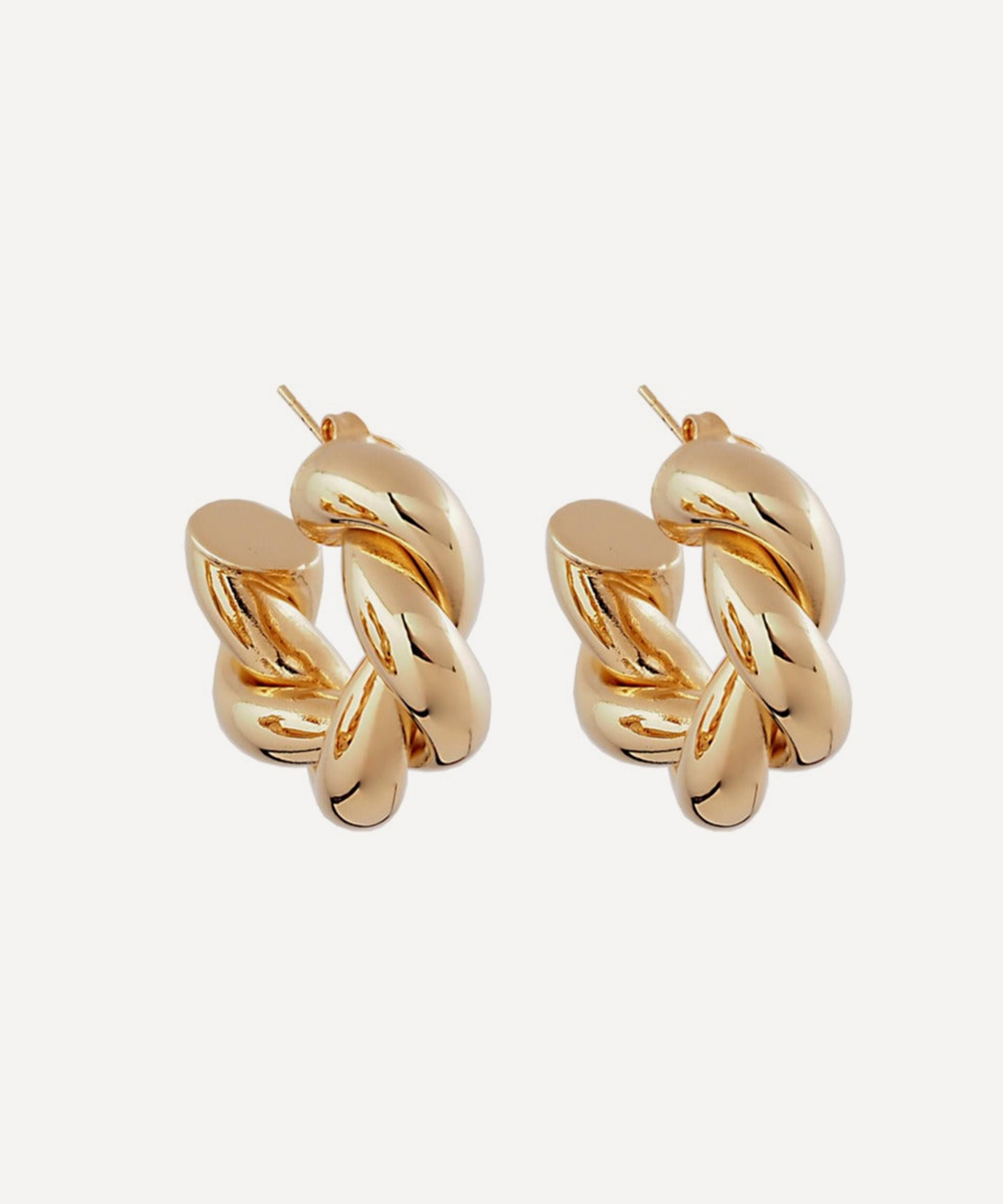 Martha Calvo - 14ct Gold-Plated Mini Rope Hoop Earrings image number 0