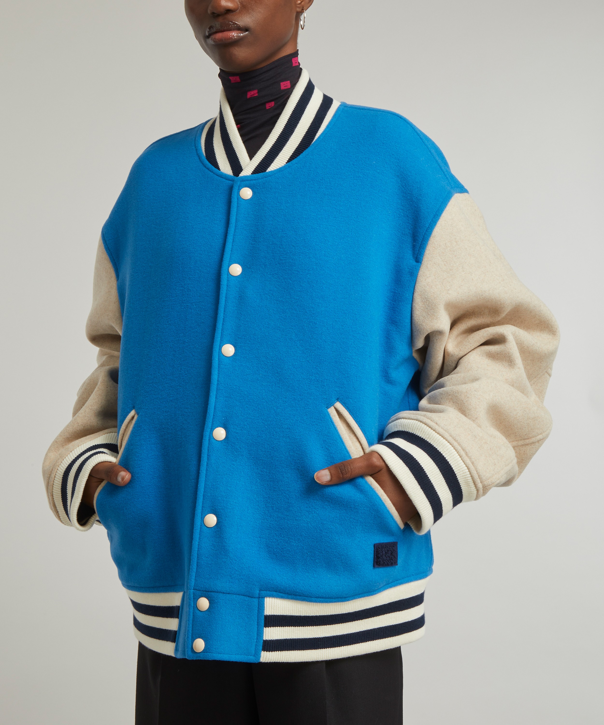 Baby blue varsity jacket (UNISEX) – Phe Boutique