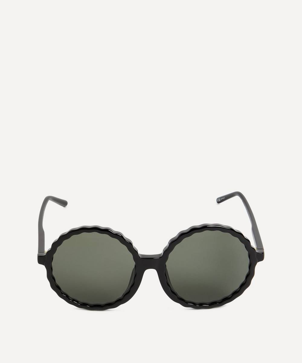 Linda Farrow - Nova Round Black Acetate Sunglasses